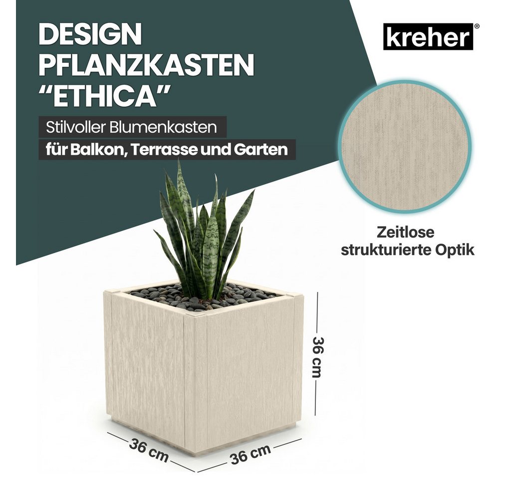 Kreher Pflanzkübel 'Ethica' in strukturierter Optik schmale Version (Farbe/Set wählbar) (3 St) Bild 3