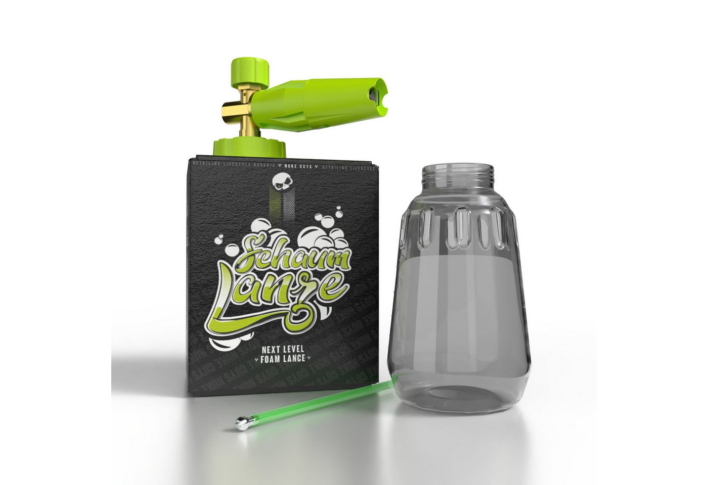 Nuke Guys Hochdruck-Schaumdüse Schaumlanze Schaumkanone 1 Liter mit Adapter und Dichtung, passend für Kärcher K2 Kärcher K3 Kärcher K4 Kärcher K5 Kärcher K6 Kärcher K7, (3-tlg), zum Aufschäumen von Reinigern, Schaumpistole