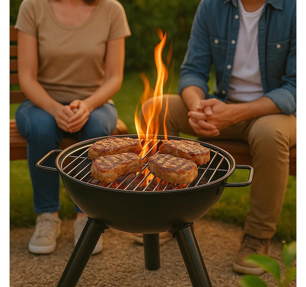 HOOZ Feuerschale 2-in-1 Feuerschale mit Grill Ø46cm Holzkohlegrill für Garten & Camping, (1-St), Grill und Feuerschale in einem