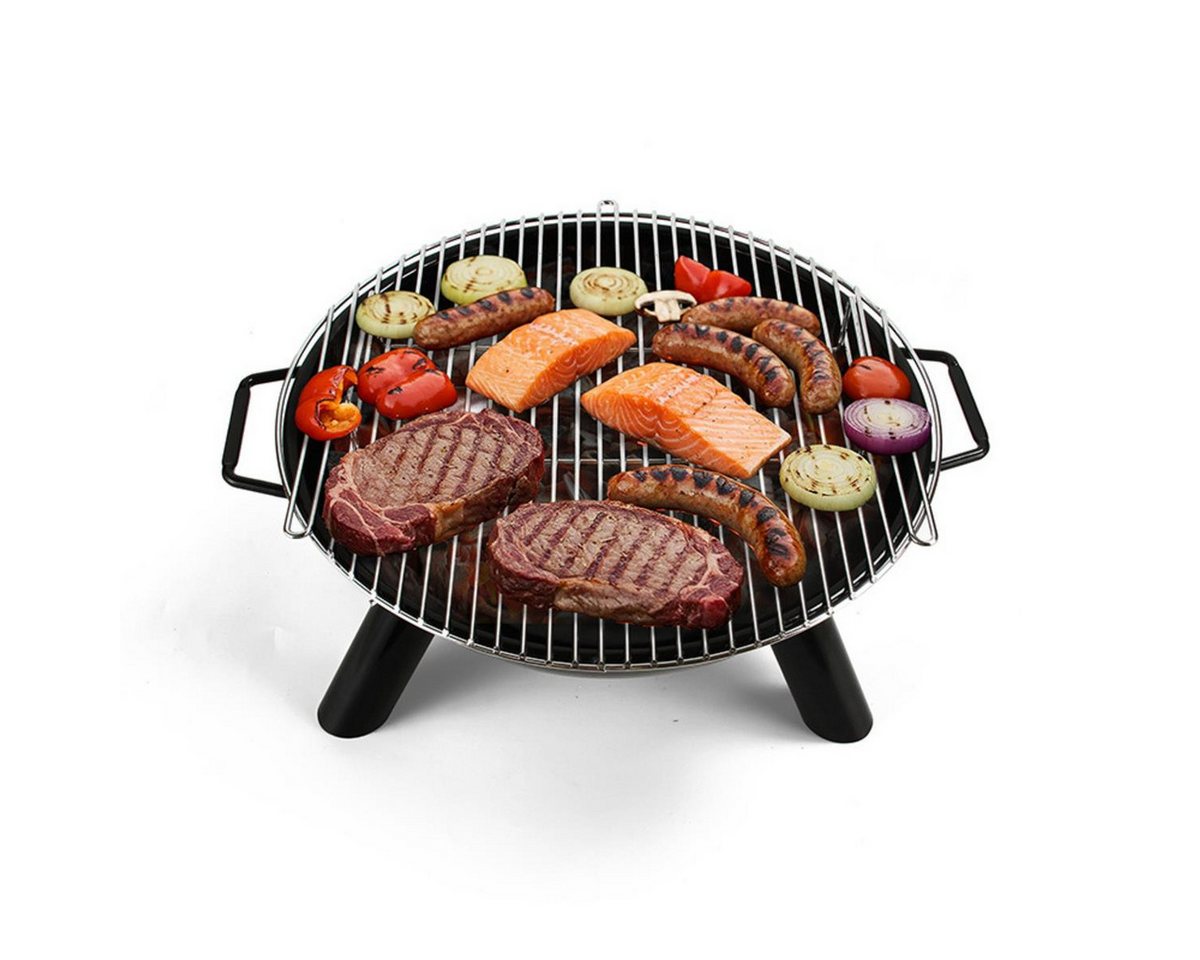 HOOZ Feuerschale 2-in-1 Feuerschale mit Grill Ø46cm Holzkohlegrill für Garten & Camping, (1-St), Grill und Feuerschale in einem Bild 4
