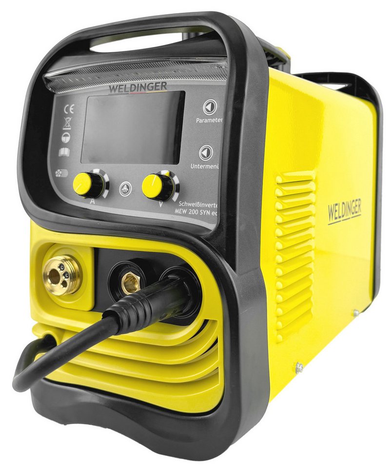 WELDINGER Schutzgasschweißgerät Set MIG/MAG-Schweißinverter MEW 200 SYN eco MAG-Set 1 Fülldraht 0,8 mm, 10 - 200 A, 7-tlg., Umpolfunktion, Displaybeleuchtung Bild 4