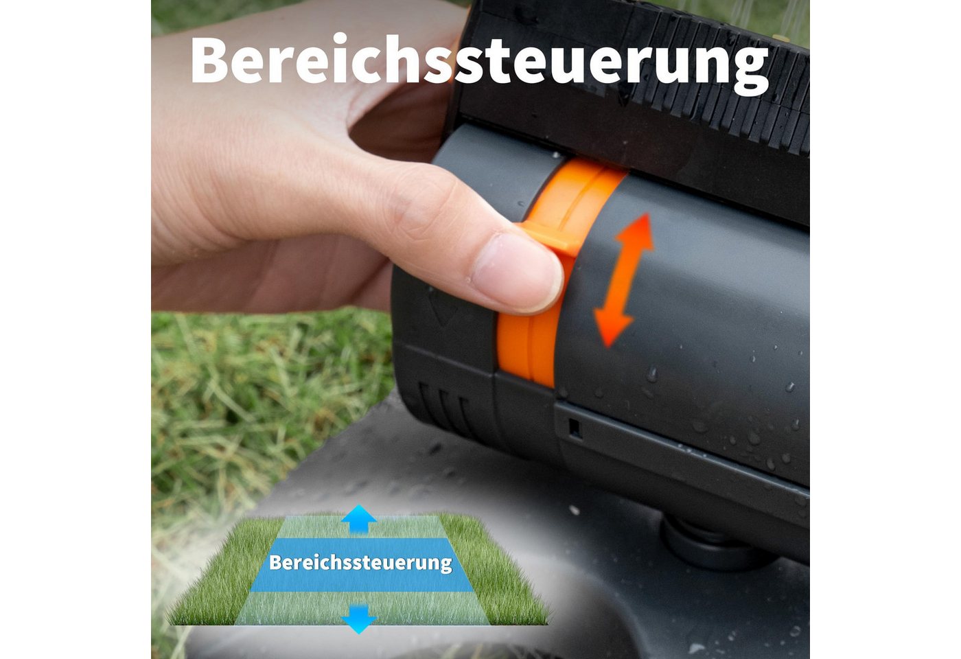 Diivoo Gartenspritze Mini Turbo Oszillierender Rasensprenger 16 Düsen, Garten Sprinkler, für Flächen bis 216 m² Bild 2