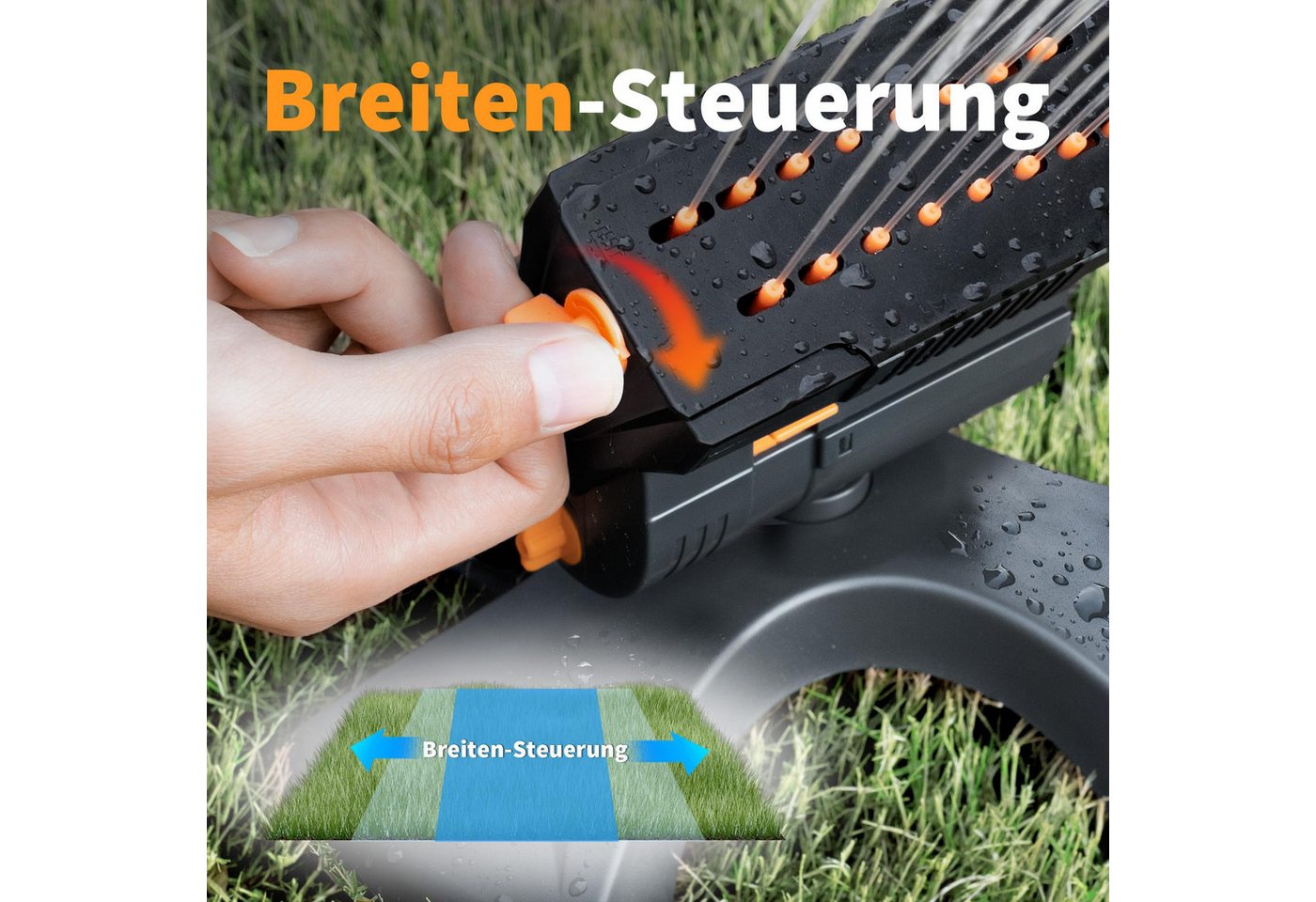 Diivoo Gartenspritze Mini Turbo Oszillierender Rasensprenger 16 Düsen, Garten Sprinkler, für Flächen bis 216 m² Bild 3
