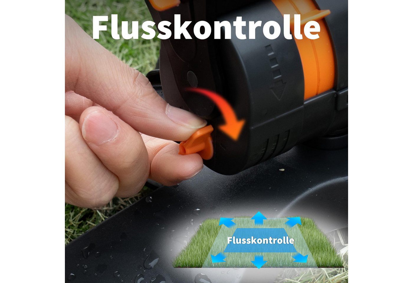 Diivoo Gartenspritze Mini Turbo Oszillierender Rasensprenger 16 Düsen, Garten Sprinkler, für Flächen bis 216 m² Bild 4