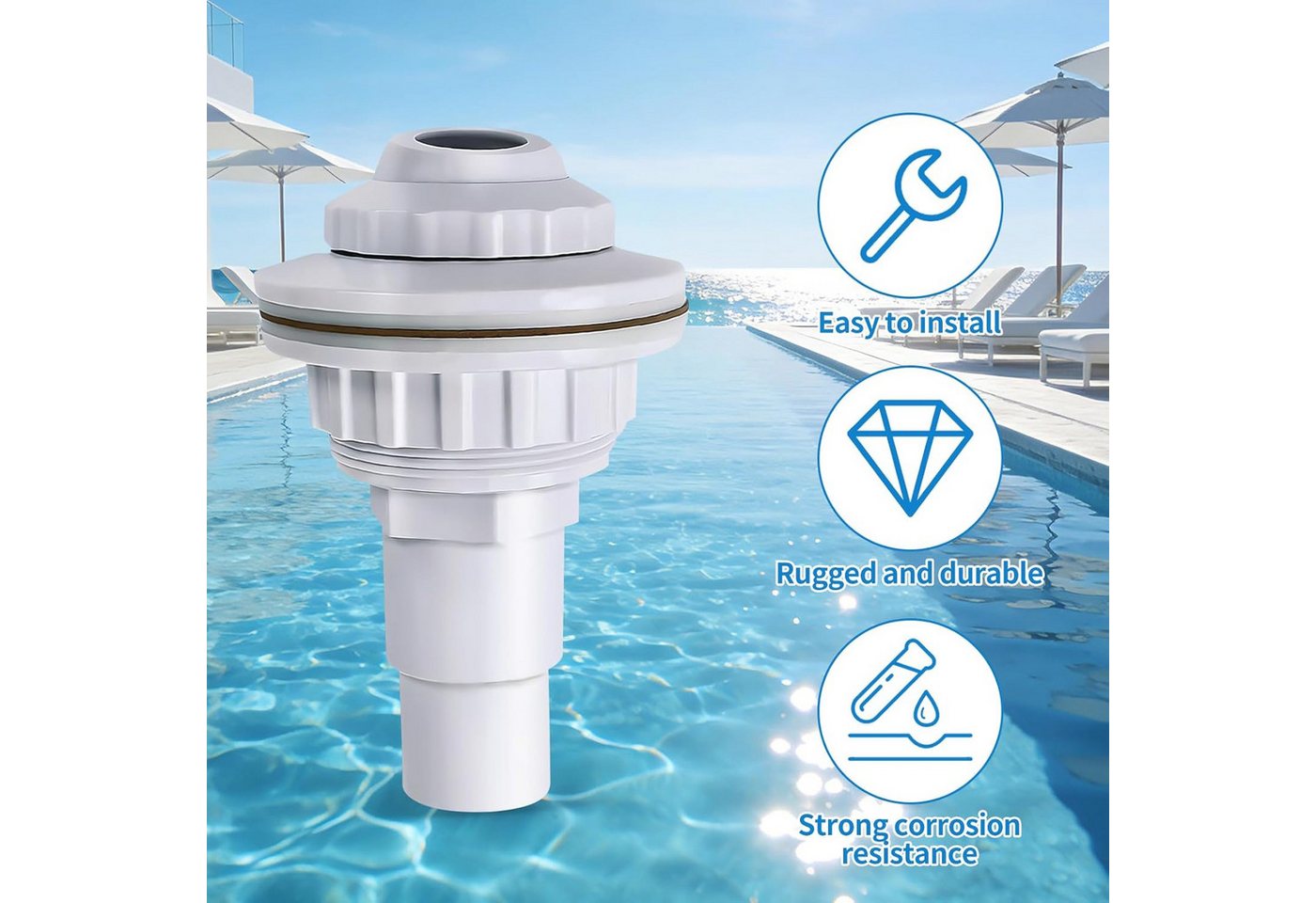 FELIXLEO Pool-Einlaufdüse Pool Einlaufduese Verstellbar 32mm 38mm mit Schwenkkopf, 1-St.