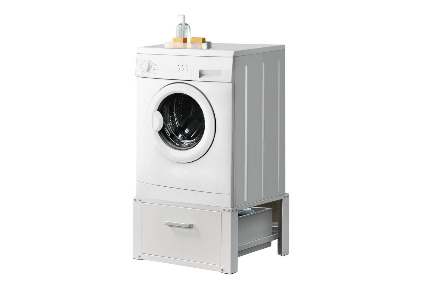 en.casa Waschmaschinenunterschrank »Comfortixx« mit Schublade 63x54x31cm Weiß