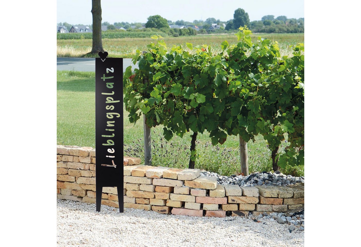 UNUS GARDEN Gartenstecker Gartenstecker groß Schild Lieblingsplatz Metallschild (1-St., ca. 115 x 19,5 cm (HxB) - Schwarz) Gartenschild Dekospruch Deko Lieblingsplatz Bild 3