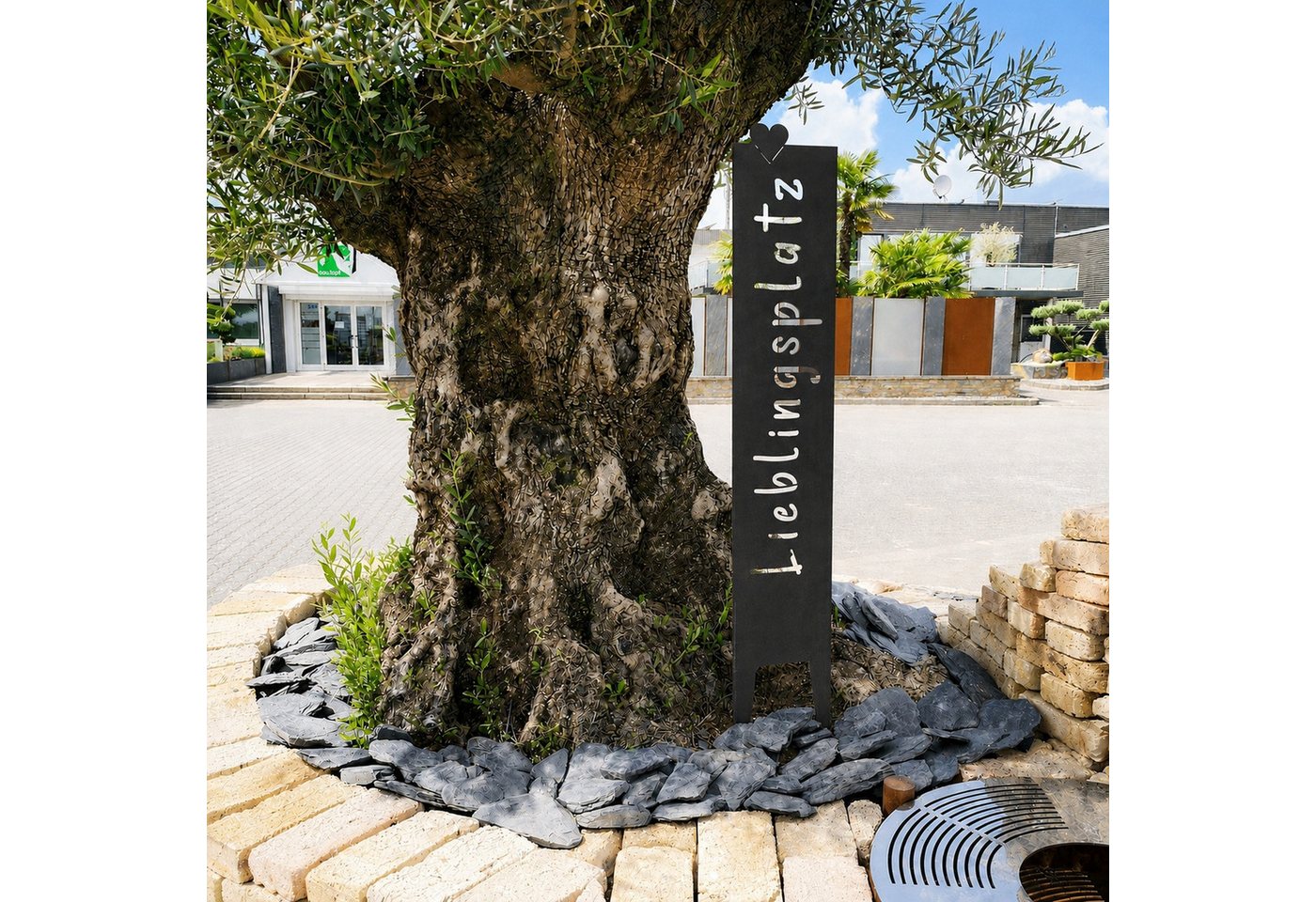 UNUS GARDEN Gartenstecker Gartenstecker groß Schild Lieblingsplatz Metallschild (1-St., ca. 115 x 19,5 cm (HxB) - Schwarz) Gartenschild Dekospruch Deko Lieblingsplatz Bild 5
