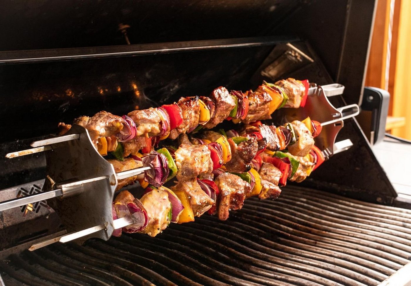 Drehkorb Grillfürst Edelstahl Schaschlikset für Drehspieße - mit 6 Spießen, 60 cm Bild 5