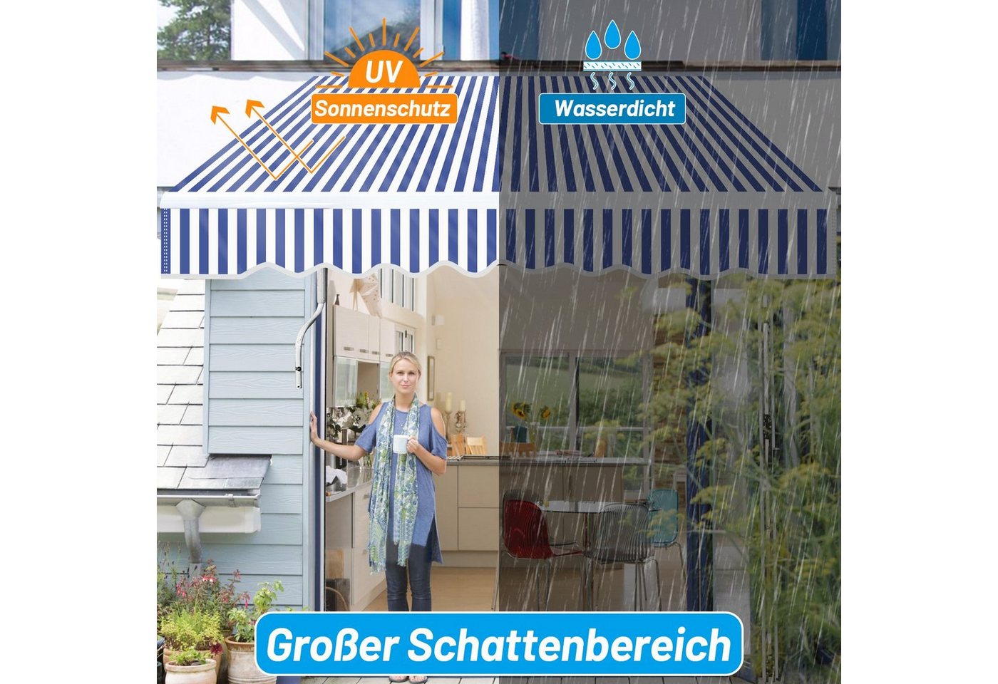 Clanmacy Markise Gelenkarmmarkise Balkonmarkise Markise Sonnenmarkise Terrassenmarkise Bild 2
