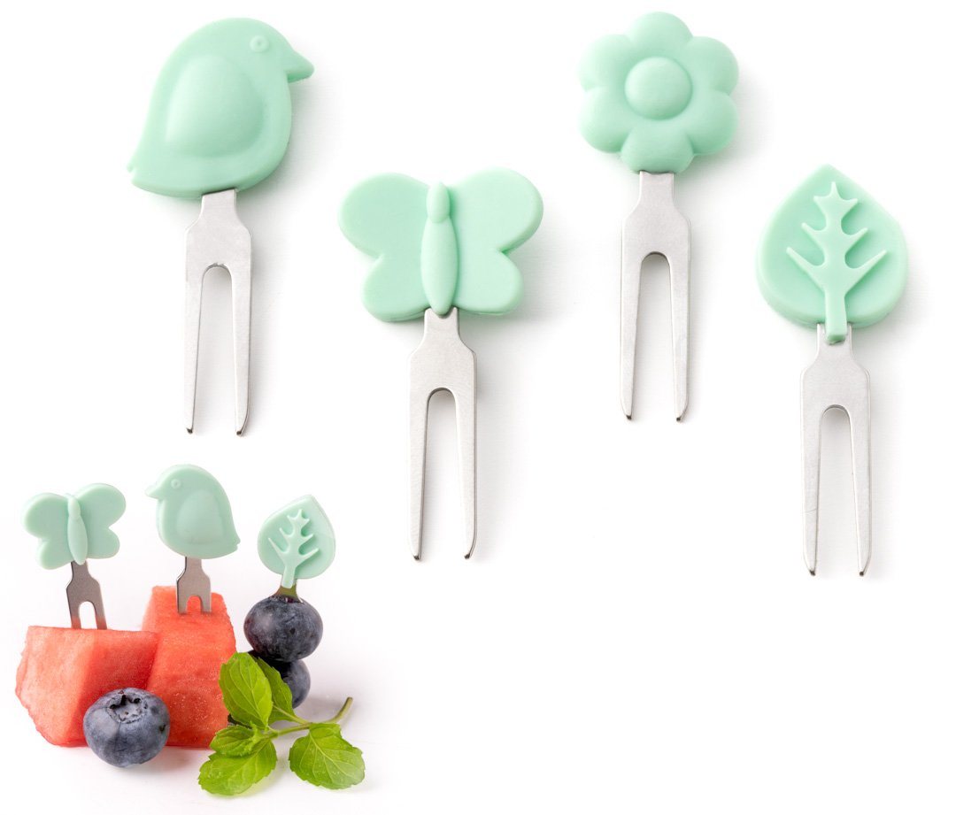 LEKKABOX Partyspieße Bento Food Picks, 4er Set (Gartenzauber) - Fingerfood Spieße Piekser, Extra klein – passen auch in die Brotdose Bild 2