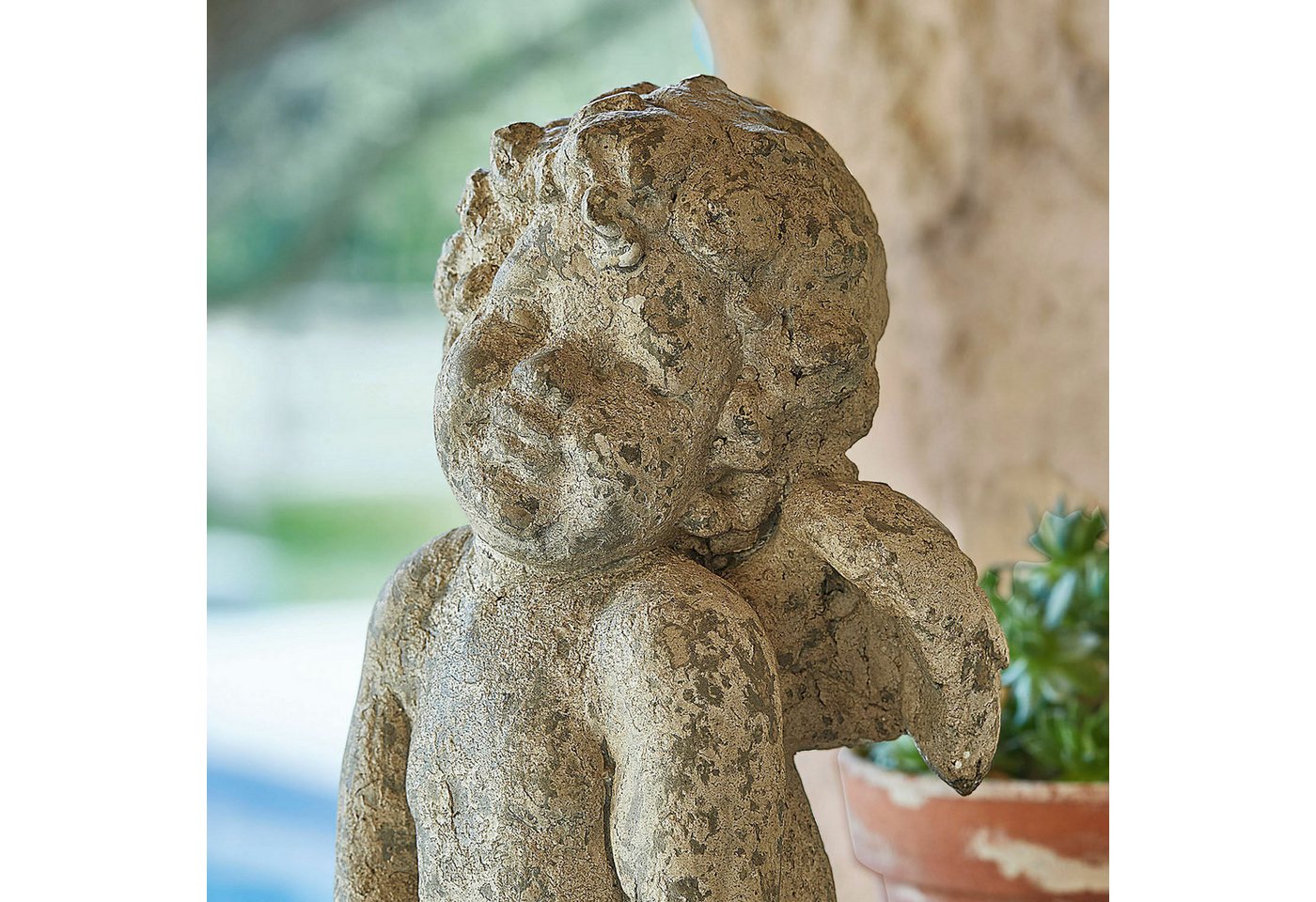 Mirabeau Gartenfigur Deko-Engel Mines antikbeige Bild 3