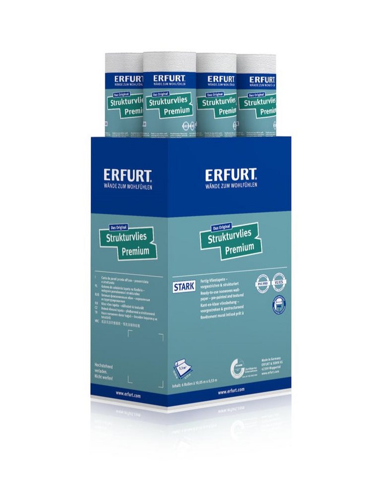 ERFURT Vliestapete 6 Rollen ERFURT STRUKTURVLIES PREMIUM 503 weiße Tapete Strukturtapete, holzartige Struktur, Kein Anstrich notwendig Bild 2