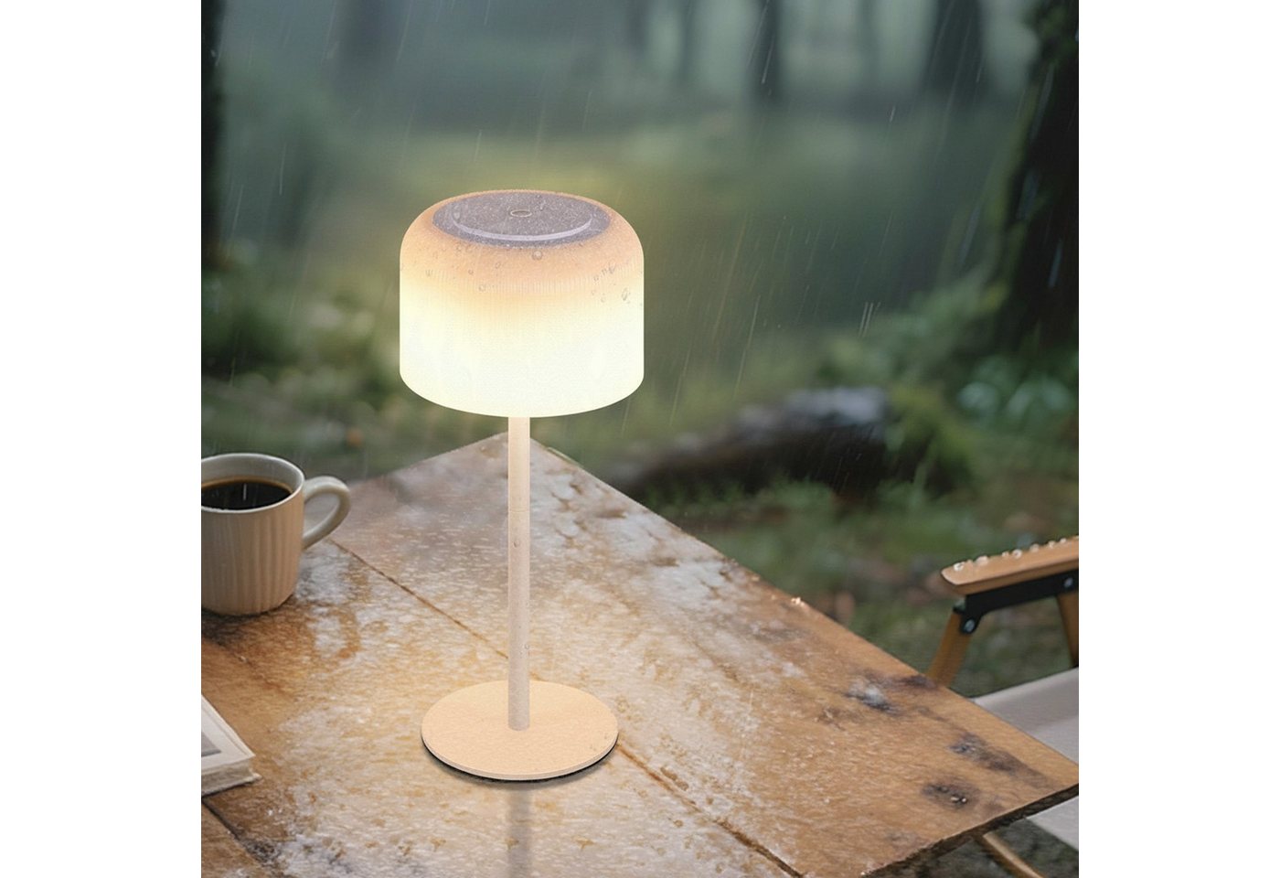 Nettlife LED Tischleuchte Kabellos Weiß Touch Höhenverstellbar Dimmbar (3000K-6500K) USB-C, Höhenverstellbar, LED fest integriert, USB-C Aufladbar Tischleuchte für Indoor Outdoor Bild 3
