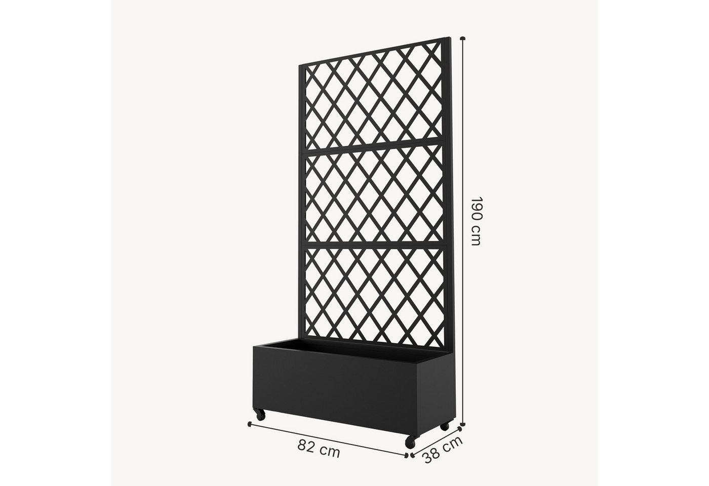 casa.pro Blumenkasten, mit Trennwand »Malja« Rankhilfe Stahl 190x82x38 cm Schwarz