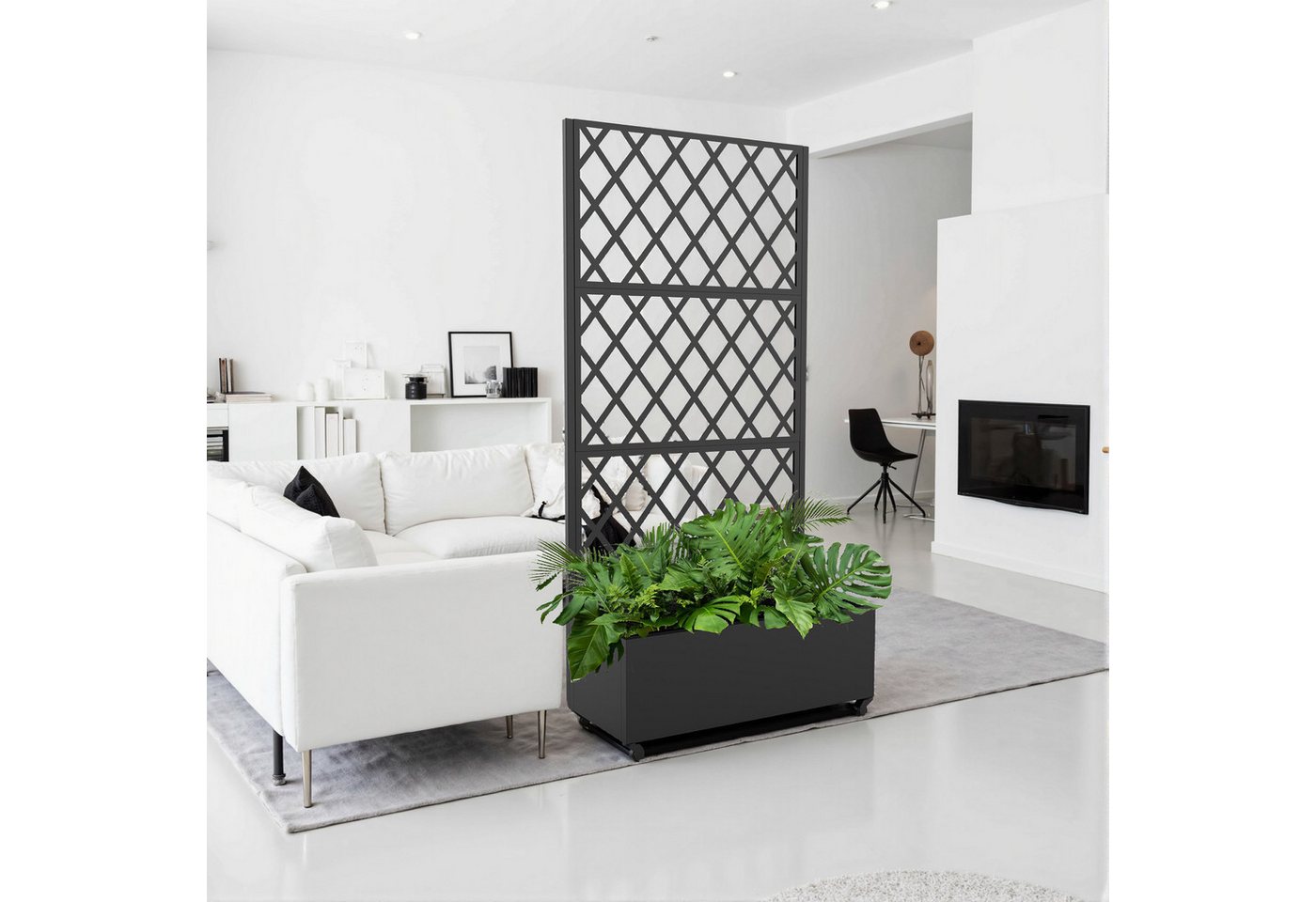 casa.pro Blumenkasten, mit Trennwand »Malja« Rankhilfe Stahl 190x82x38 cm Schwarz Bild 2
