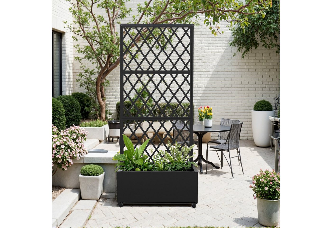 casa.pro Blumenkasten, mit Trennwand »Malja« Rankhilfe Stahl 190x82x38 cm Schwarz Bild 3