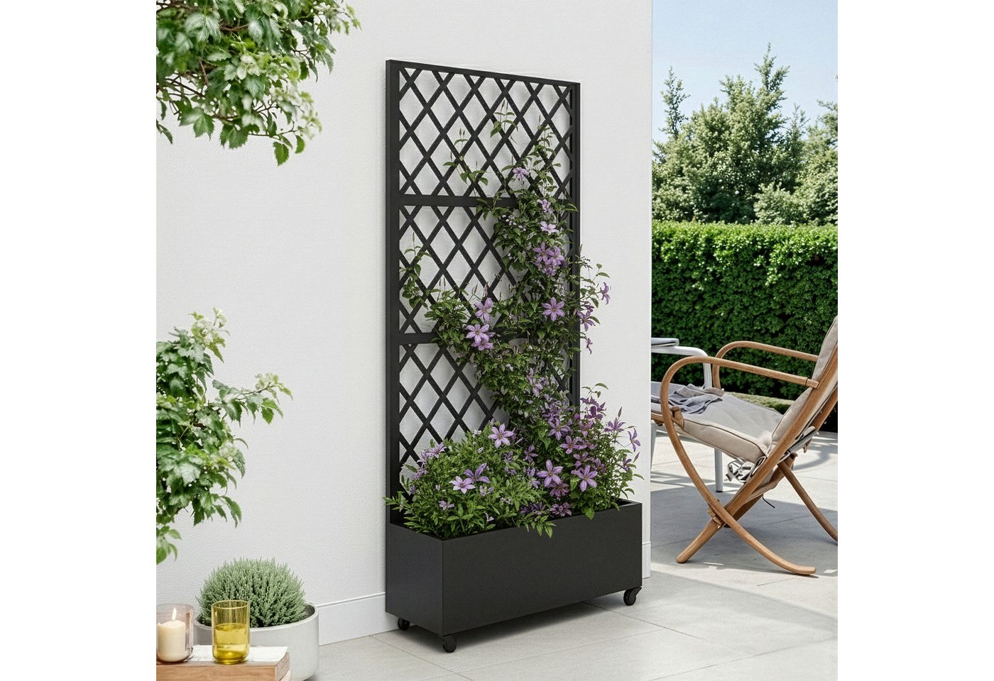 casa.pro Blumenkasten, mit Trennwand »Malja« Rankhilfe Stahl 190x82x38 cm Schwarz Bild 4