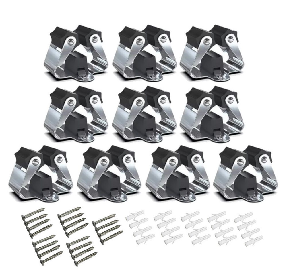 Trade-Shop Gartengerätehalter Wandhalterung Gerätehalter Besenhalterung aus rostfreiem Edelstahl, (10er Set inkl. Montage-Zubehör / Geeignet für Innen- und Außenbereich) Bild 2