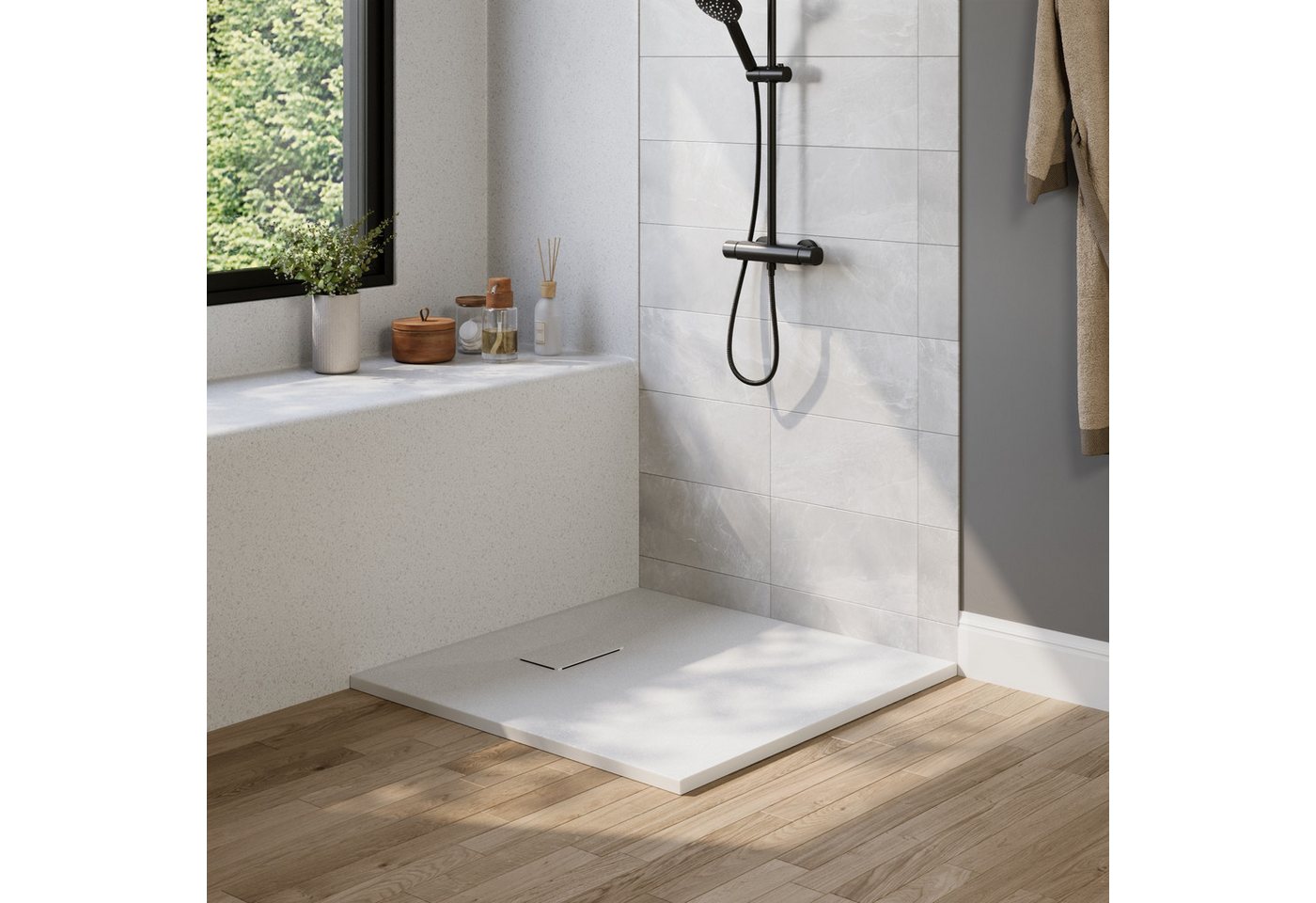 DeerValley Duschwanne DeerValley Duschwanne 120x90cm – SMC rutschfest mit Ablaufgarnitur, 90*90cm, SMC, Set, Duschwanne mit Ablaufgarnitur und Abdeckung, SMC Duschwanne 90x90 rutschfest mit Ablauf Bild 4