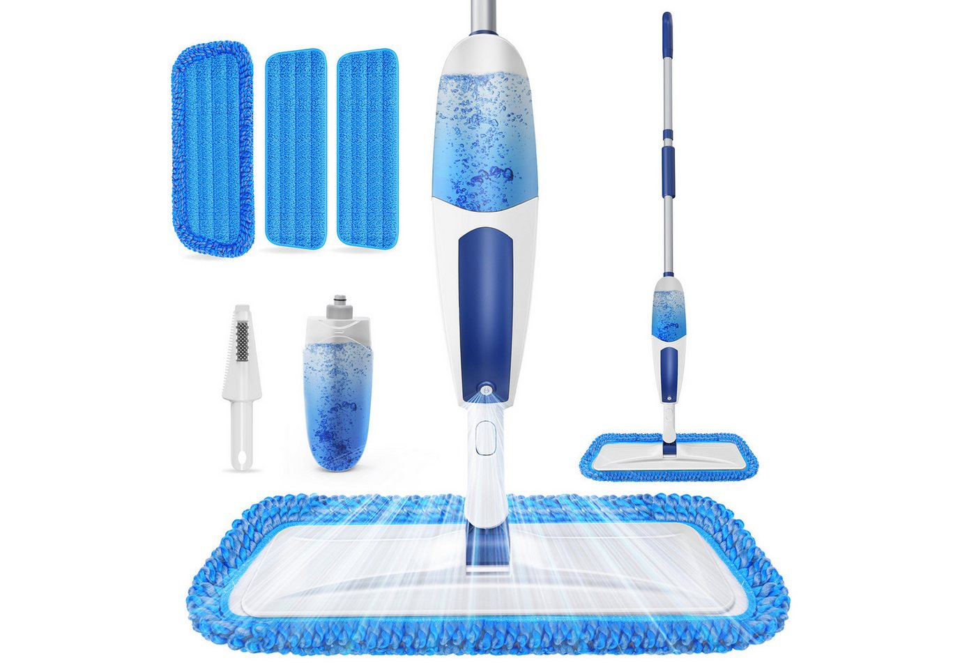 HUGERSTONE Sprühwischer Wischer mit Sprühfunktion, Bodenwischer für die Bodenreinigung (Wischmopp mit 550ML Nachfüllbare Wassertank und 3 Waschbare Pads) 360 Grad Rotierender Spray Mop für Laminat-Holz-Fliesen-Hartholz Bild 2