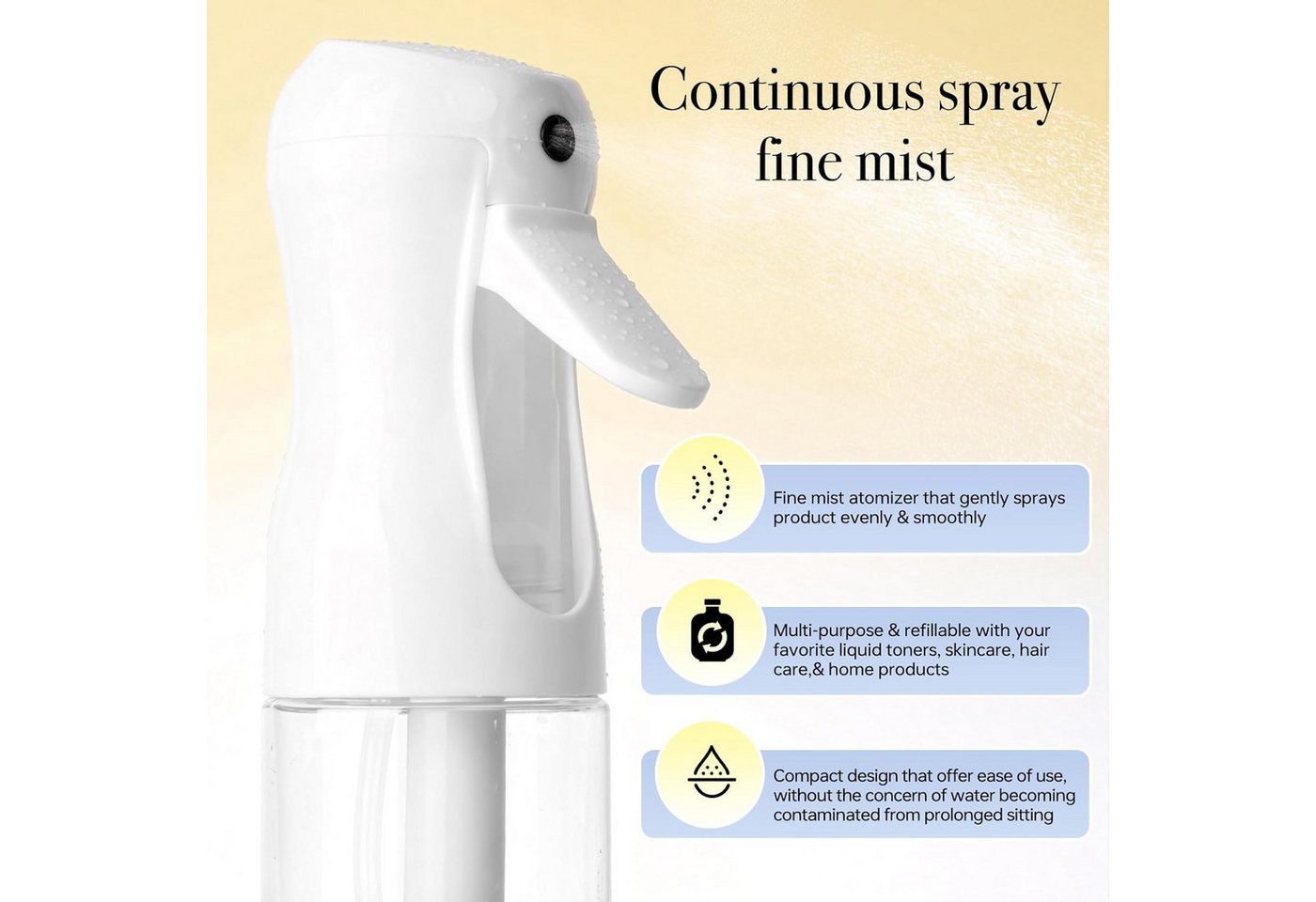 FELIXLEO Sprühflasche 3Pack Spruehflasche Haare 200ml Fine Mist Continuous Spray Bottle, (1-tlg)