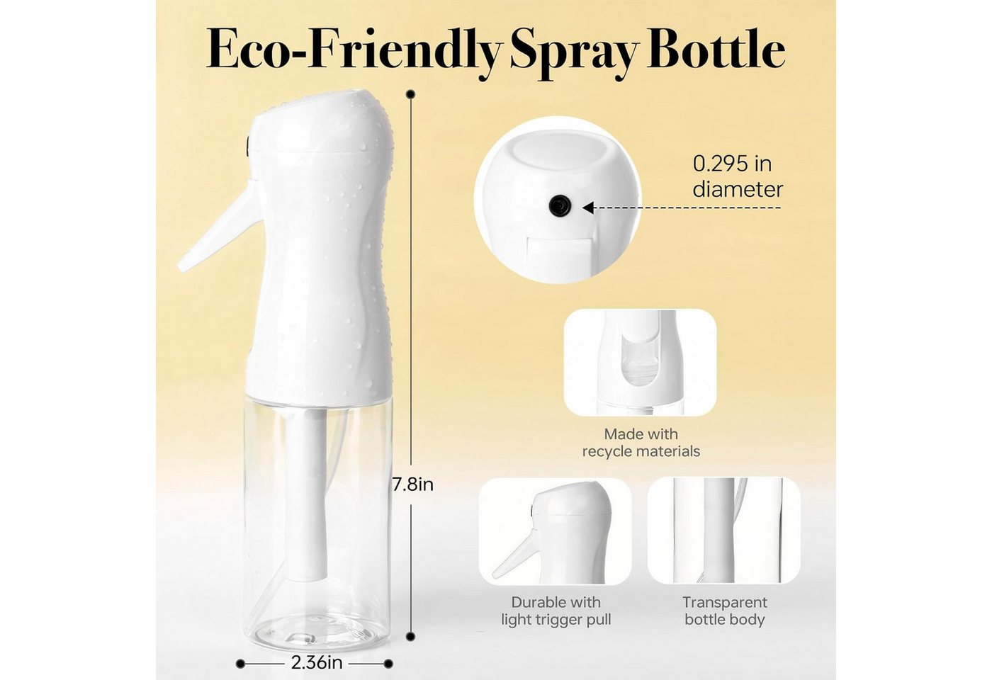 FELIXLEO Sprühflasche 3Pack Spruehflasche Haare 200ml Fine Mist Continuous Spray Bottle, (1-tlg) Bild 5