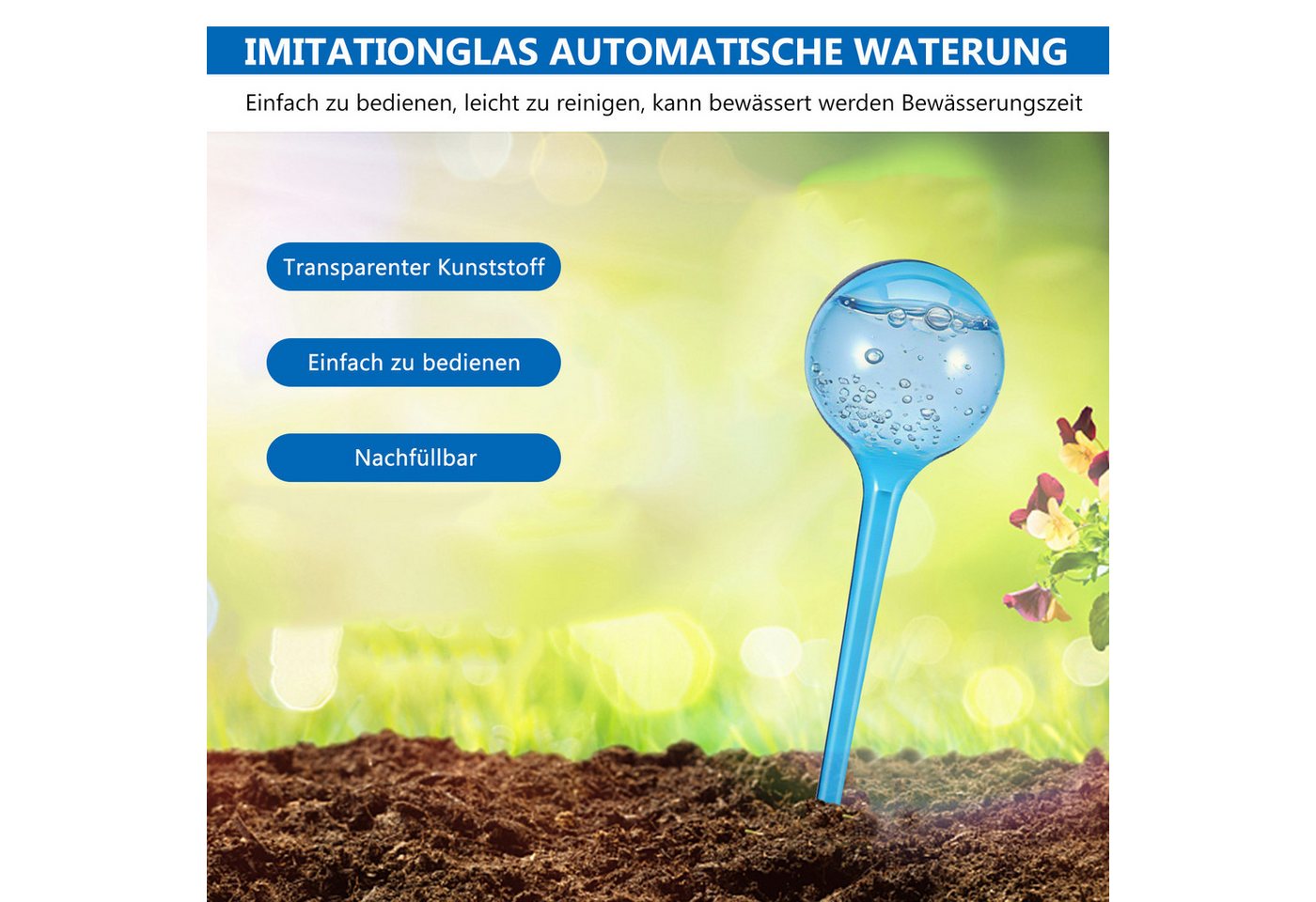 BlingBin Bewässerungskugel 8 Stück automatische Bewässerungssystem Wasserkugel-Bewässerungsgerät, Topfpflanzen Selbstbewässerung PVC Bewässerung-Kugeln Wasserspender Bild 2