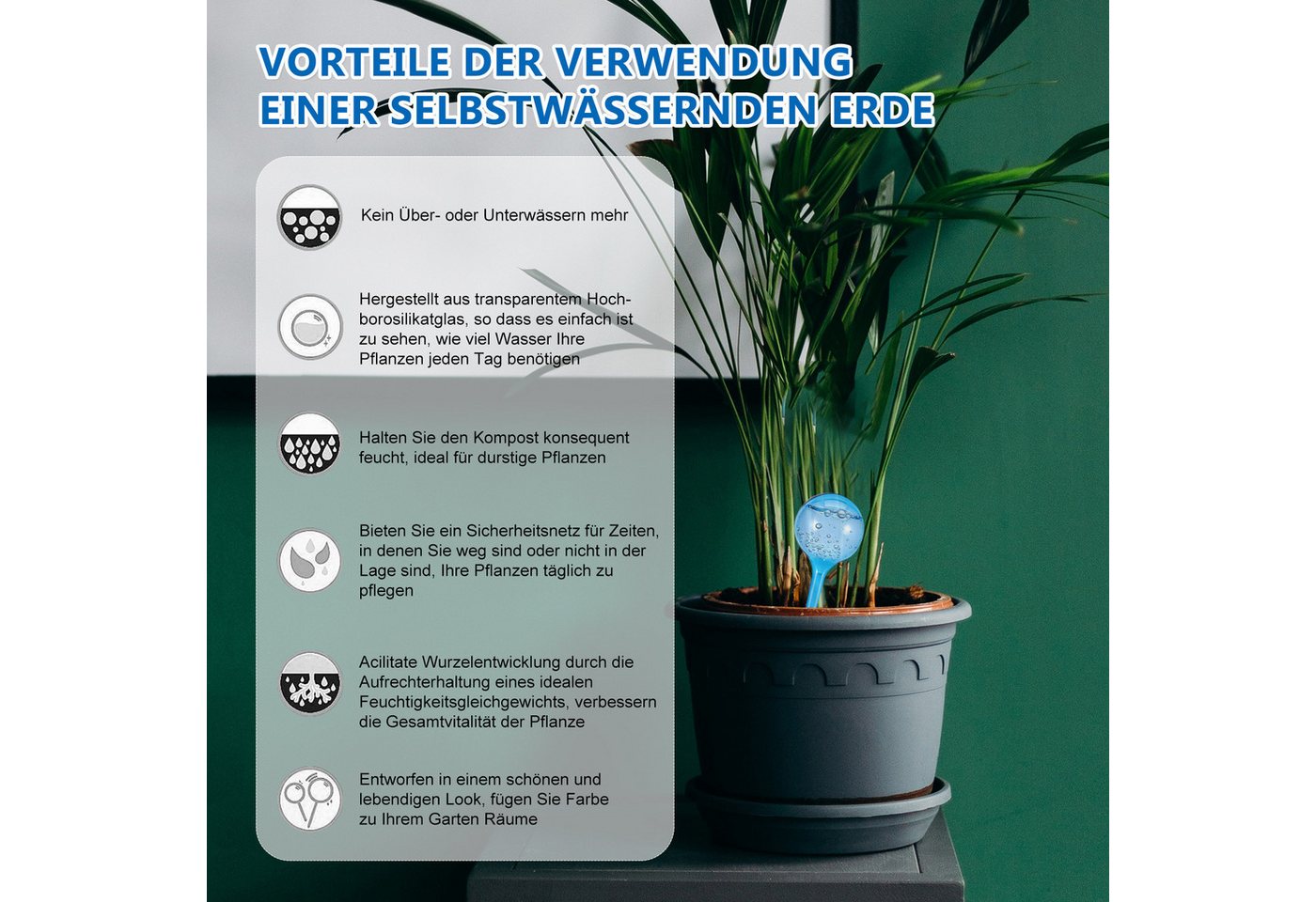BlingBin Bewässerungskugel 8 Stück automatische Bewässerungssystem Wasserkugel-Bewässerungsgerät, Topfpflanzen Selbstbewässerung PVC Bewässerung-Kugeln Wasserspender Bild 5