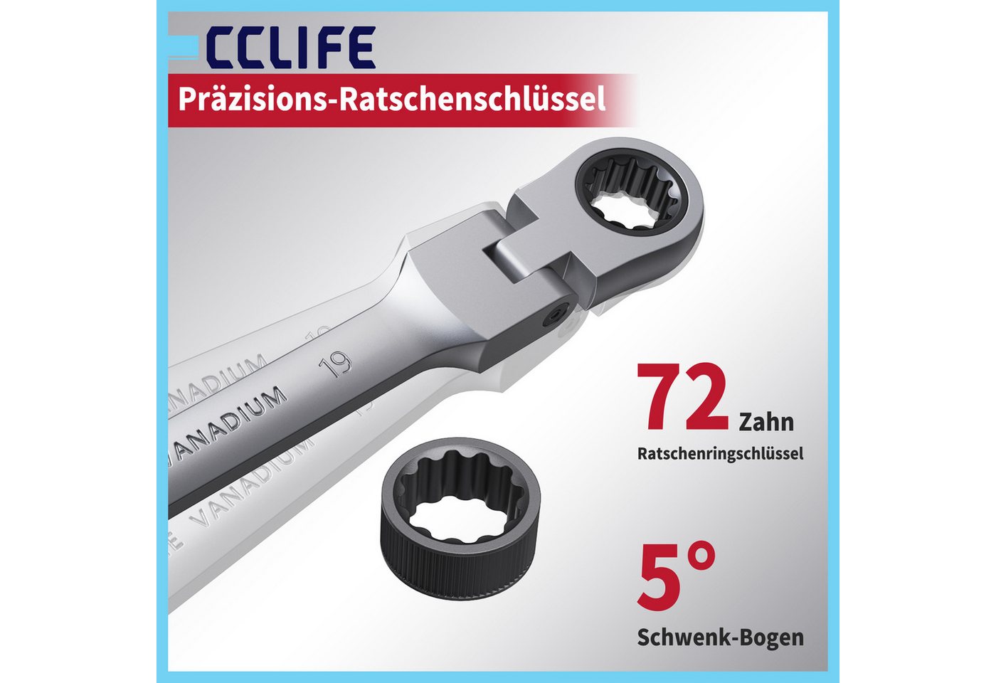 CCLIFE Gabelschlüssel CCLIFE Gelenk Ratschenschluessel Satz 180 Grad Flexibel Werkzeug (7 St)