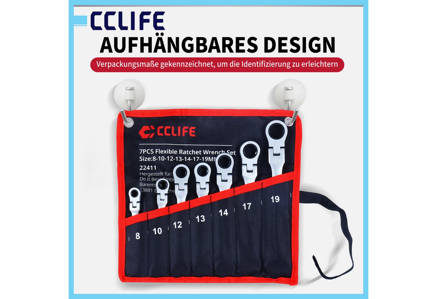 CCLIFE Gabelschlüssel CCLIFE Gelenk Ratschenschluessel Satz 180 Grad Flexibel Werkzeug (7 St) Bild 4