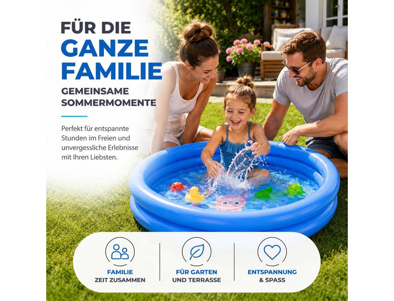 TK Gruppe Pool Aufblasbarer Pool rund – Aufstellpool Gartenpool aus PVC Bild 3