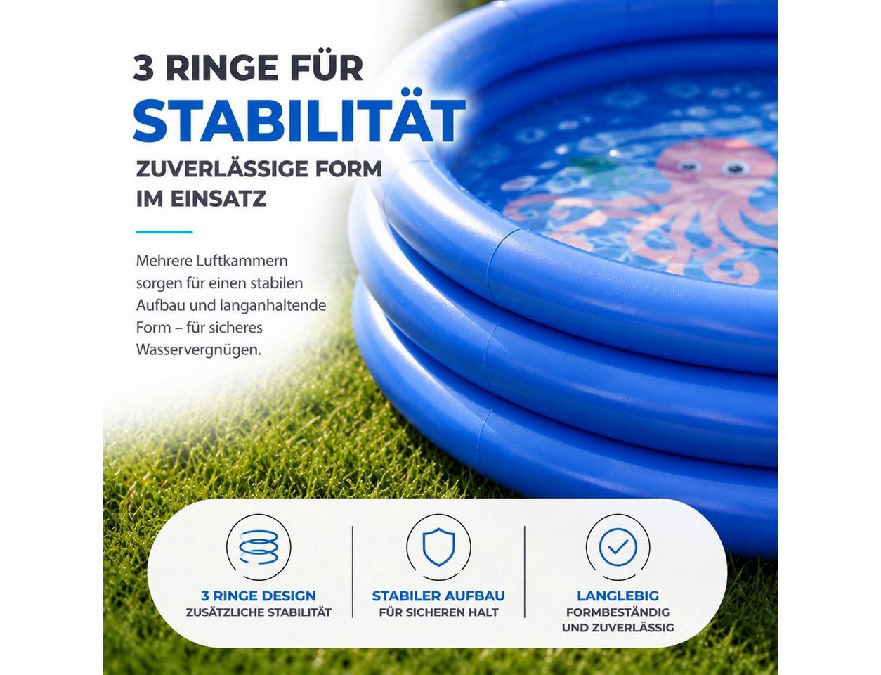 TK Gruppe Pool Aufblasbarer Pool rund – Aufstellpool Gartenpool aus PVC Bild 4