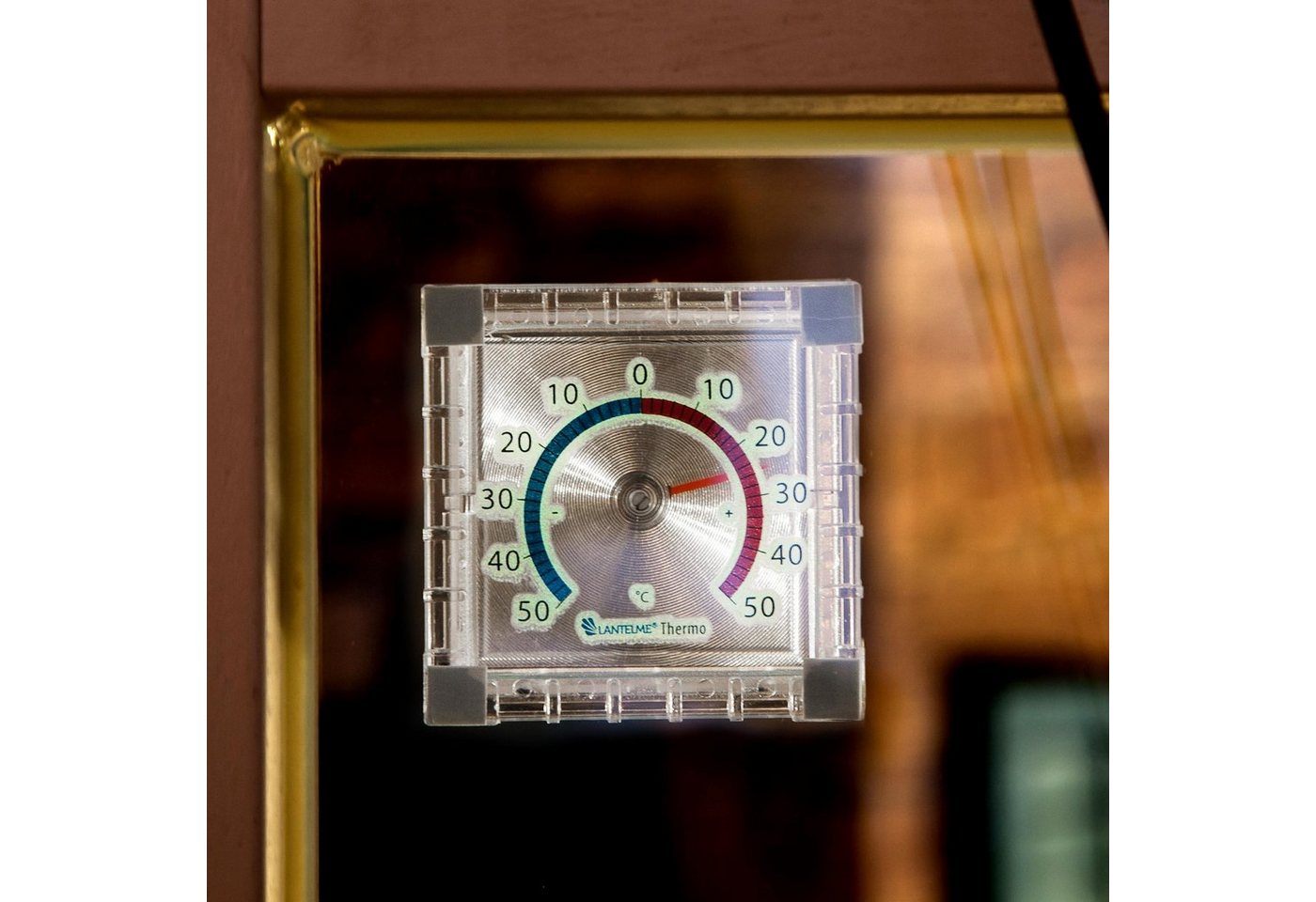 Lantelme Hygrometer und Thermometer Set Selbstklebend für Kühlschrank oder Fensterscheibe, (Spar-Set, 2-St., Asswahlmenü bitte beachten), Luftfeuchtigkeit und Temperaturmesser Set Analog