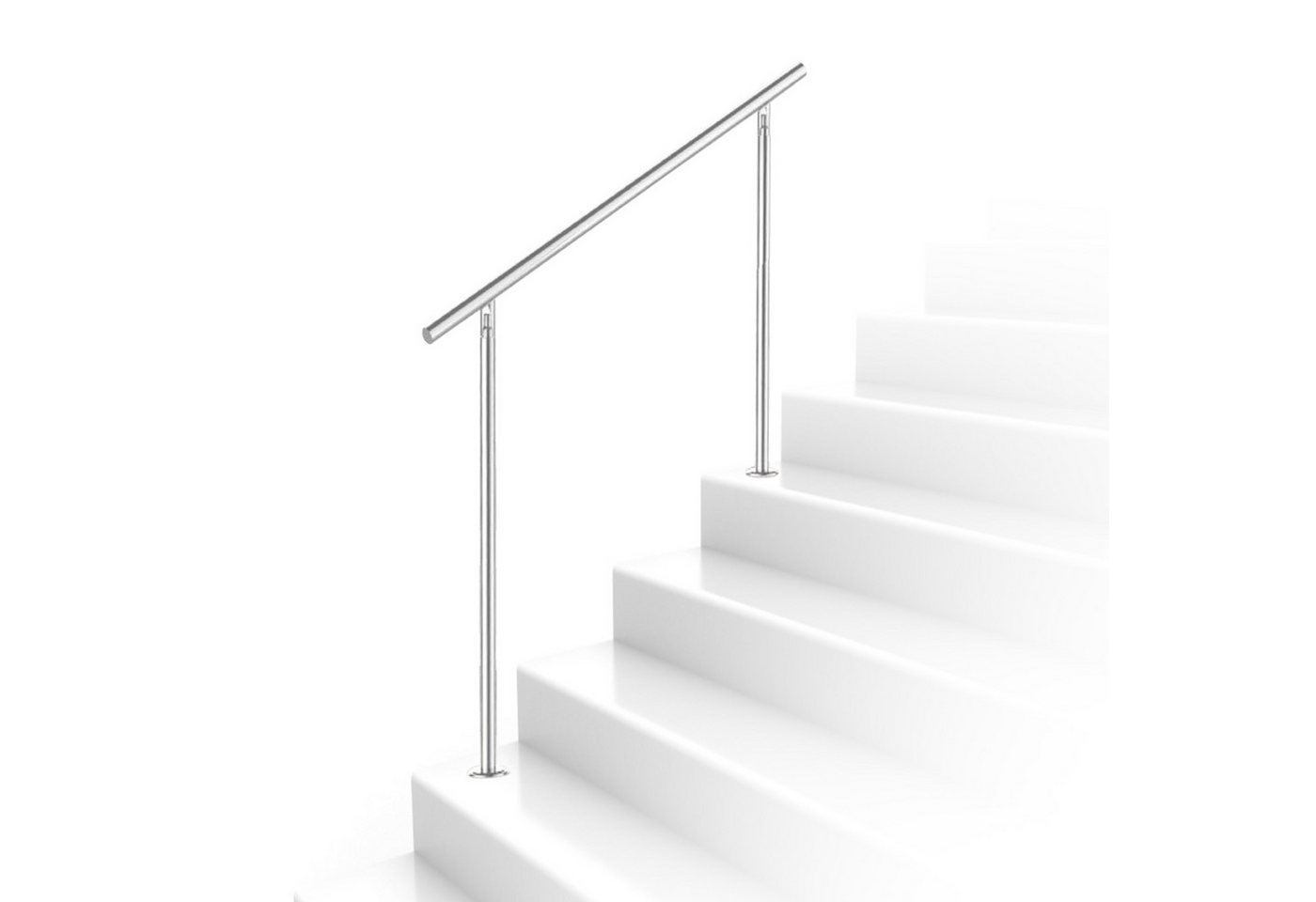 Clanmacy Treppengeländer Edelstahl Ø 42mm für Innen&Außen Treppenhaus 80 -160cm 0-5 Querstäbe, 80 cm Länge, mit 0 Pfosten, für Brüstung Balkon Garten Bild 2
