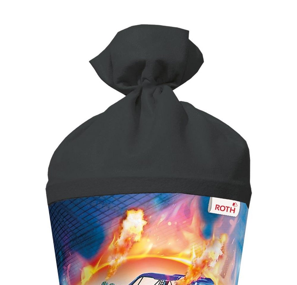 Roth Schultüte Monstertruck Fire, 70 cm, rund, mit schwarzem Filzverschluss, Rot(h) Spitze Bild 2