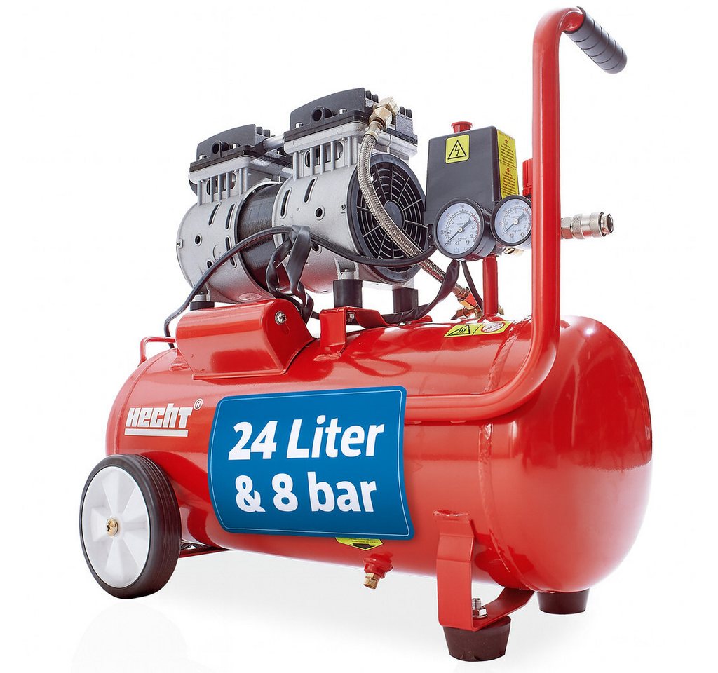 Hecht Kompressor Flüster Druckluftkompressor 2080, 800 W, max. 8,00 bar, 24,00 l, 150 l/min, 24 Liter, 8bar, 800W Bild 3