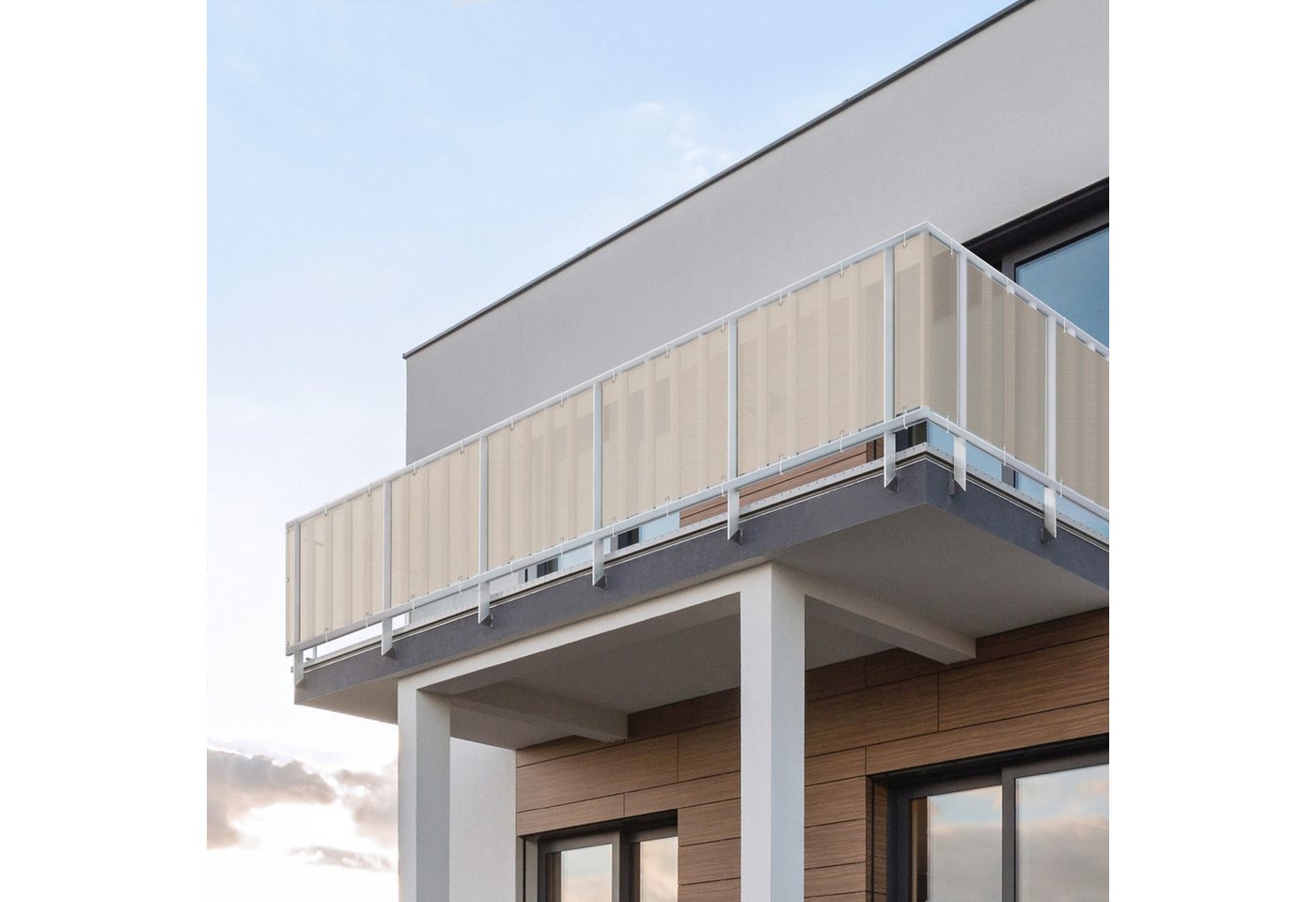Bilderdepot24 Balkonsichtschutz Sichtschutz Balkon Einfarbig Modern Macchiato Balkonbespannung (1m bis 10m fein gelochter Sichtschutz aus Mesh für Geländern & Zäunen, Fertig geöst, inkl. Kabelbindern zur Anbringung) Sichtschutz Terrasse Balkontuch Balkonverkleidung Windschutz Terrasse Bild 3