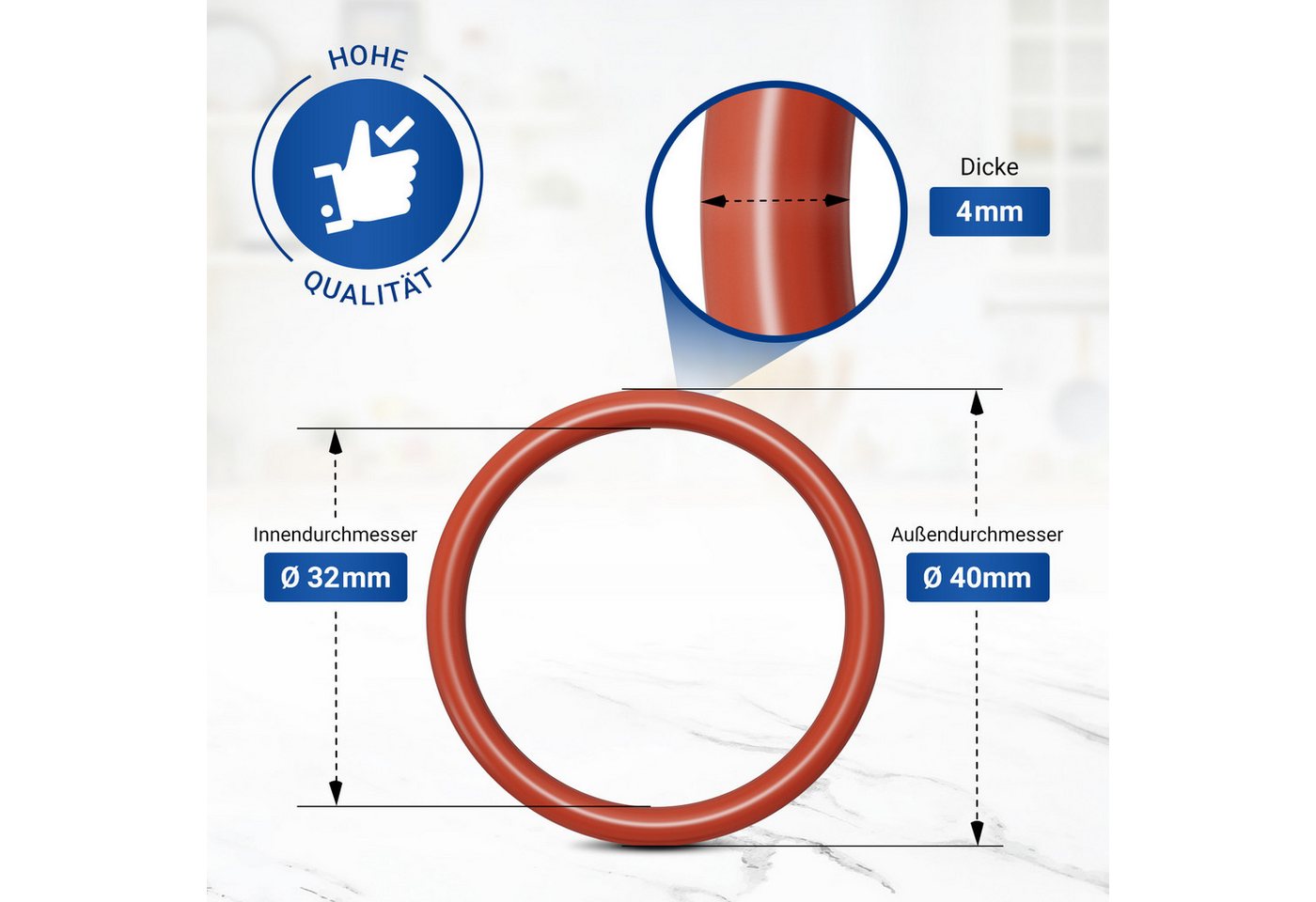 VIOKS Dichtungsring 2x O-Ring 40mmØ Ersatz für Philips Saeco 996530013522 + Silikonfett, für Brühgruppen in Kaffeevollautomaten