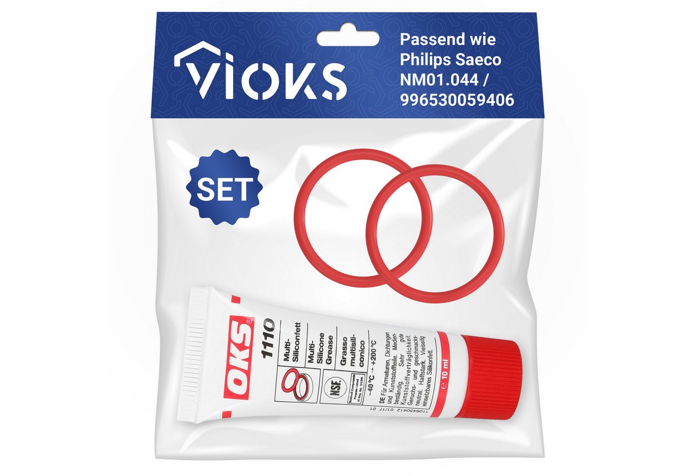 VIOKS Dichtungsring 2x O-Ring 40mmØ Ersatz für Philips Saeco 996530013522 + Silikonfett, für Brühgruppen in Kaffeevollautomaten Bild 2