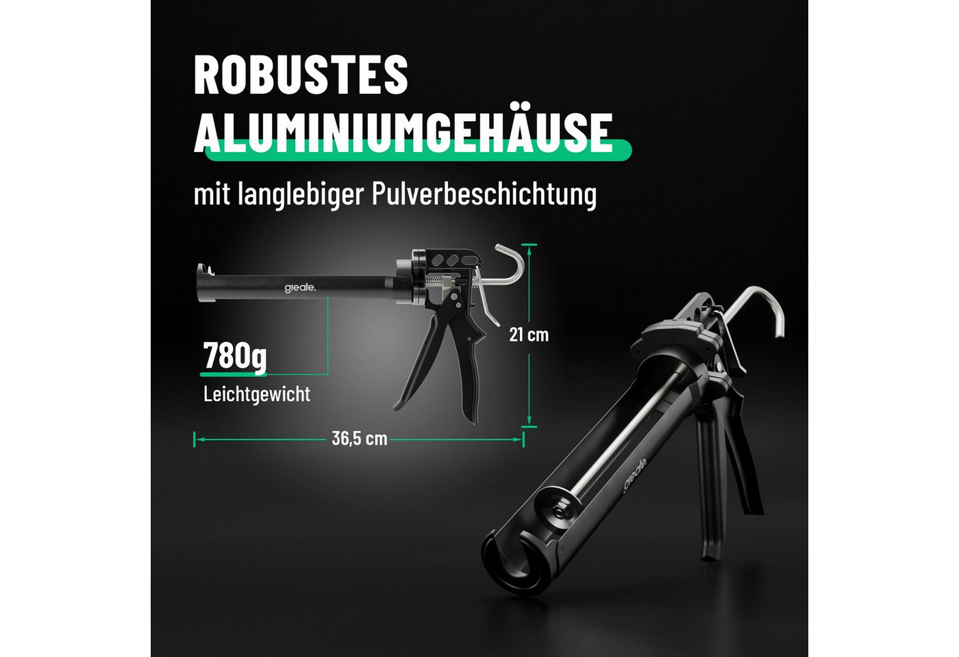 greate. Kartuschenpistole Kartuschenpresse mit Übersetzung 25:1 - Silikonspritze Silikonpistole, (1-tlg) Bild 4