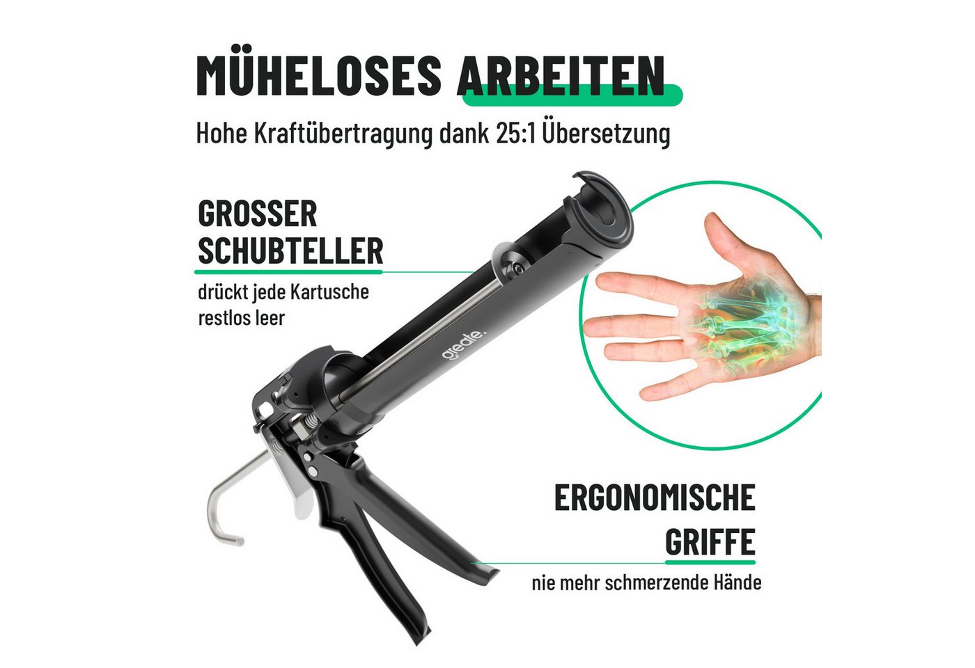 greate. Kartuschenpistole Kartuschenpresse mit Übersetzung 25:1 - Silikonspritze Silikonpistole, (1-tlg) Bild 5