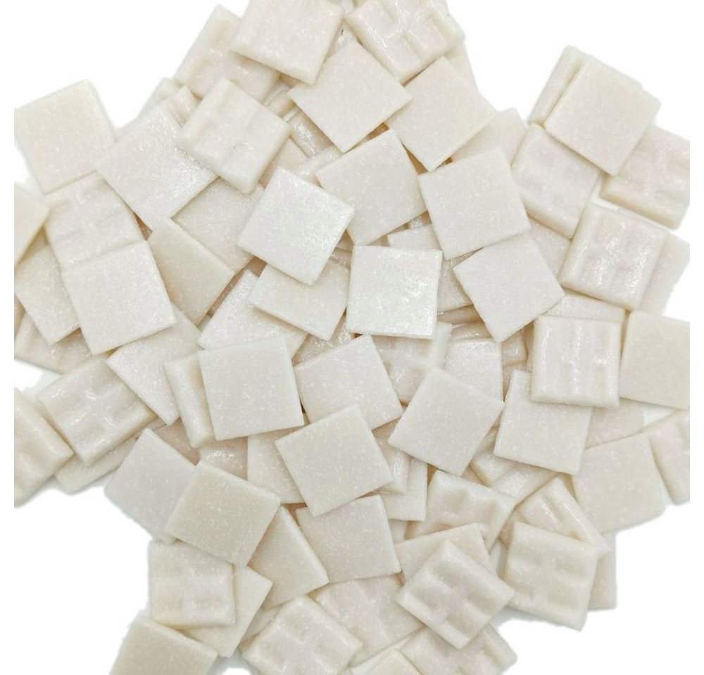 Armena Mosaikfliesen Glasmosaikfliesen Bastel Mosaiksteine 2cm(900g) für Deko & Handarbeit, weiss