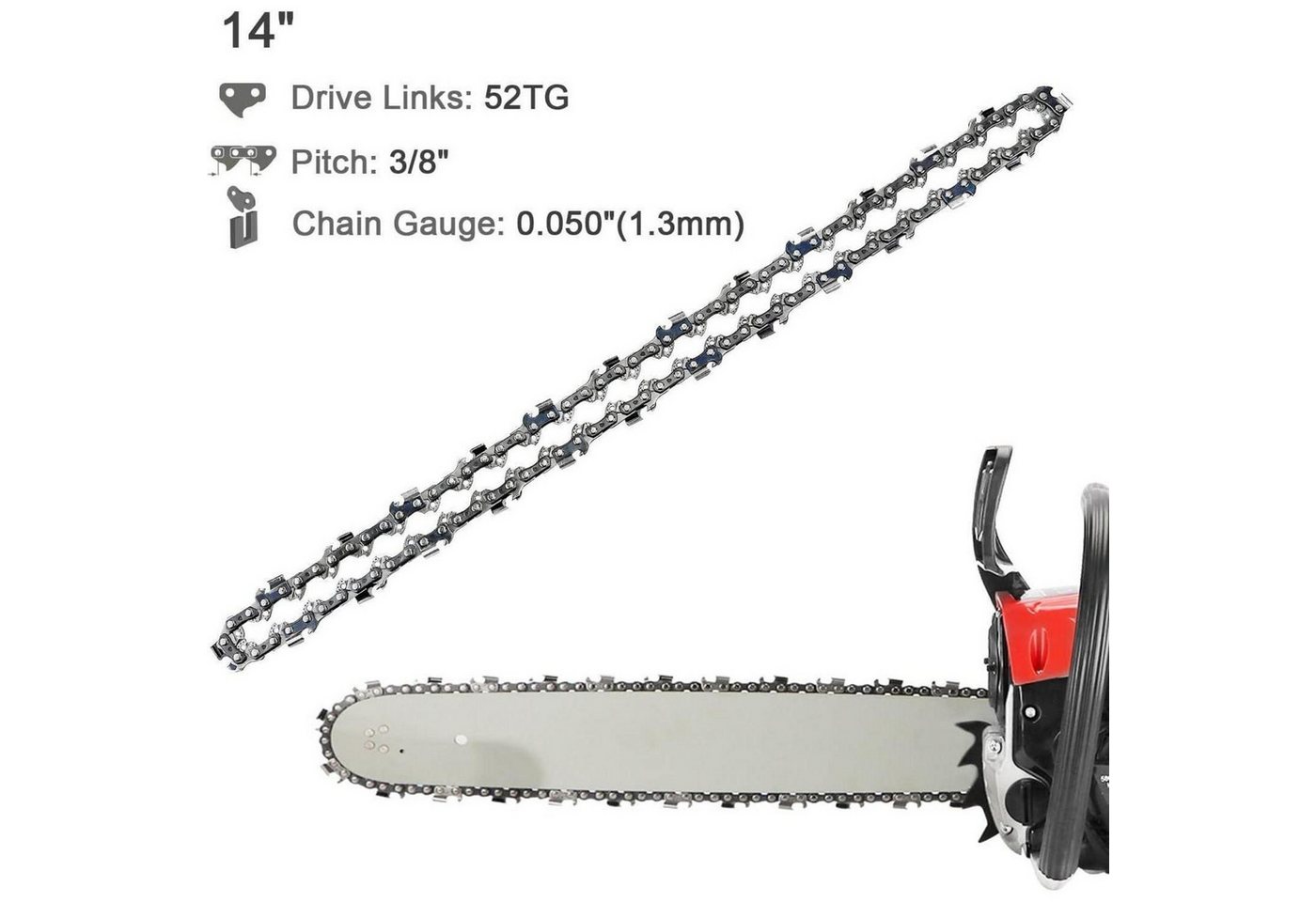 LuxusKollektion Ersatzkette Sägekette 4 Stück 35cm 3/8 1,3mm 52TG 1.3mm Treibgliedstärke Bild 5