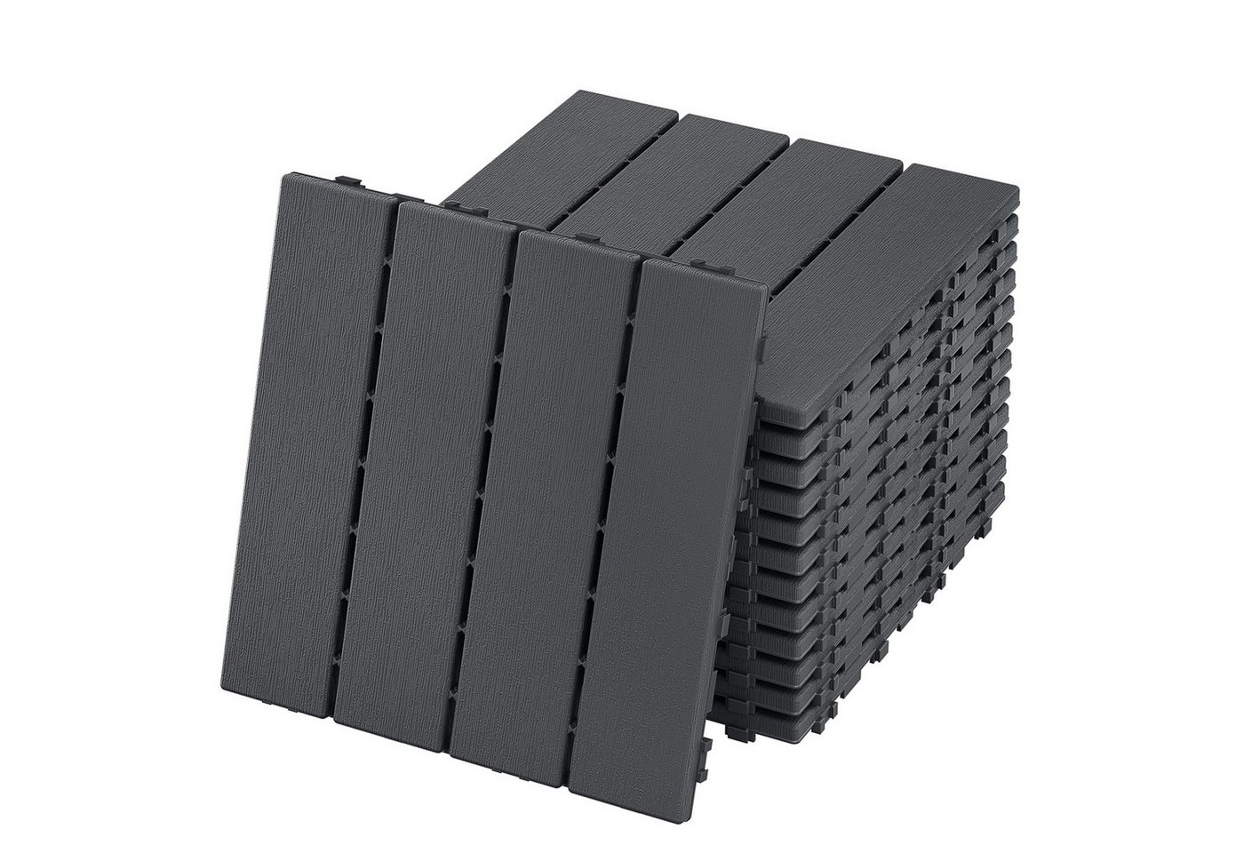 FIVMEN Terrassendielen 30x30cm Fliesen Balkonfliesen Terrassenfliesen in Holzoptik, Anthrazit, (22-St), für Terrassen, Gärten, Schwimmbäder
