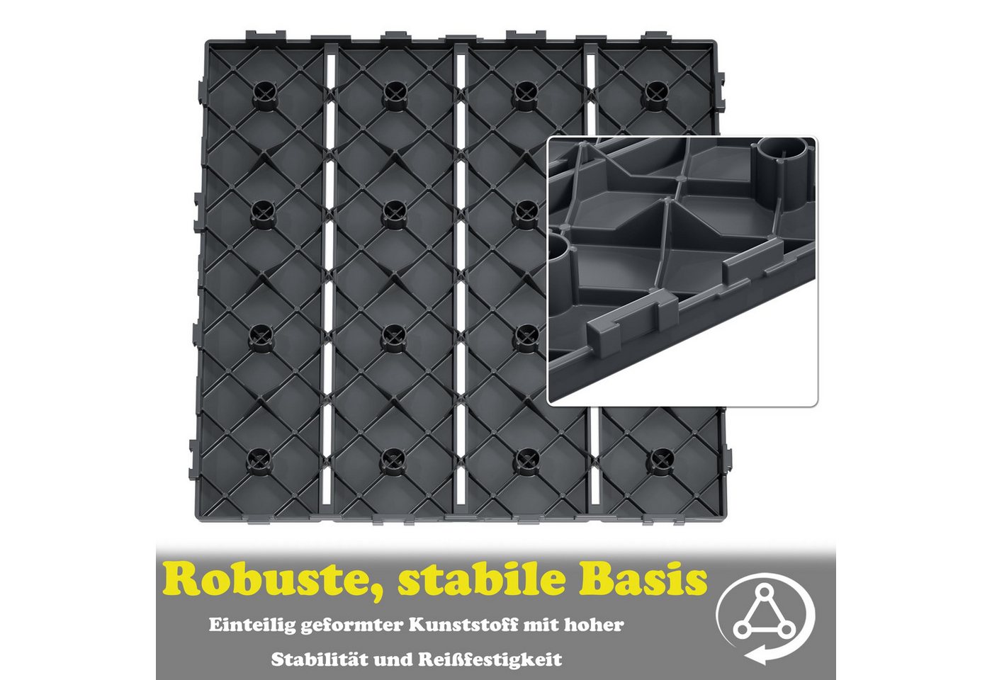 FIVMEN Terrassendielen 30x30cm Fliesen Balkonfliesen Terrassenfliesen in Holzoptik, Anthrazit, (22-St), für Terrassen, Gärten, Schwimmbäder Bild 2