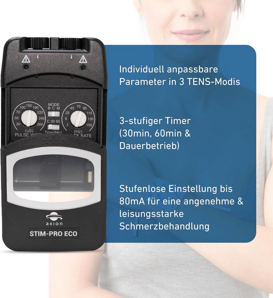 Axion TENS-Gerät STIM-PRO Eco TENS Gerät gegen Schmerzen mit 9V Li-Ion Akku, Medizinprodukt nach MDR (EU) 2017/745 Bild 3