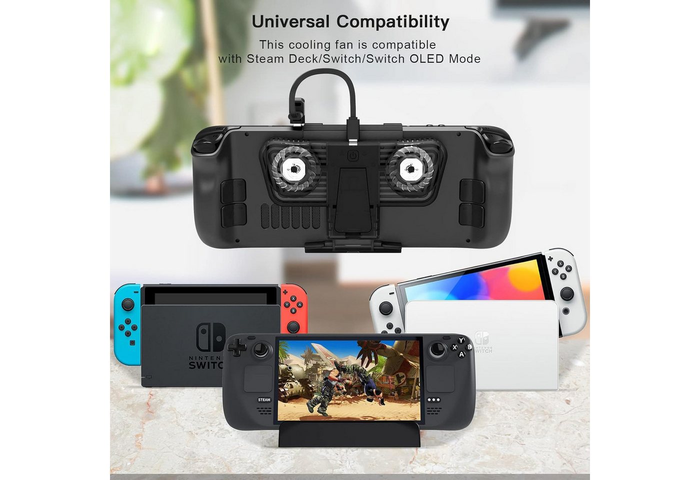 AURIVION Heizkörper Steam Deck-Lüfter, Dual-Lüfter für Rog Ally, Nintendo Switch, Switch OLED oder Steam Deck mit Kabel Bild 5