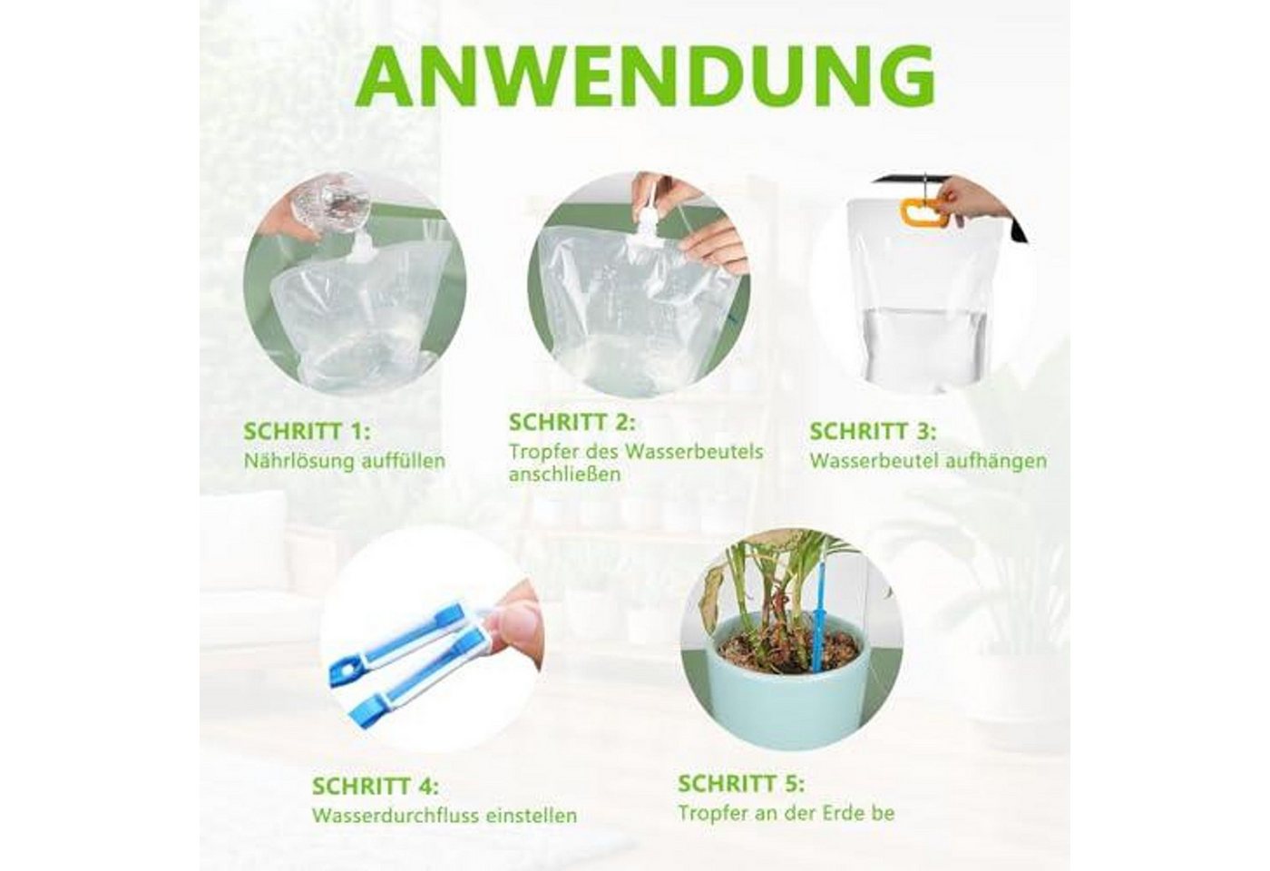FELIXLEO Tropfer Automatische Bewässerung Pflanzen 5L Tropfbewässerungsbeutel Schlauch, (1-tlg) Bild 2