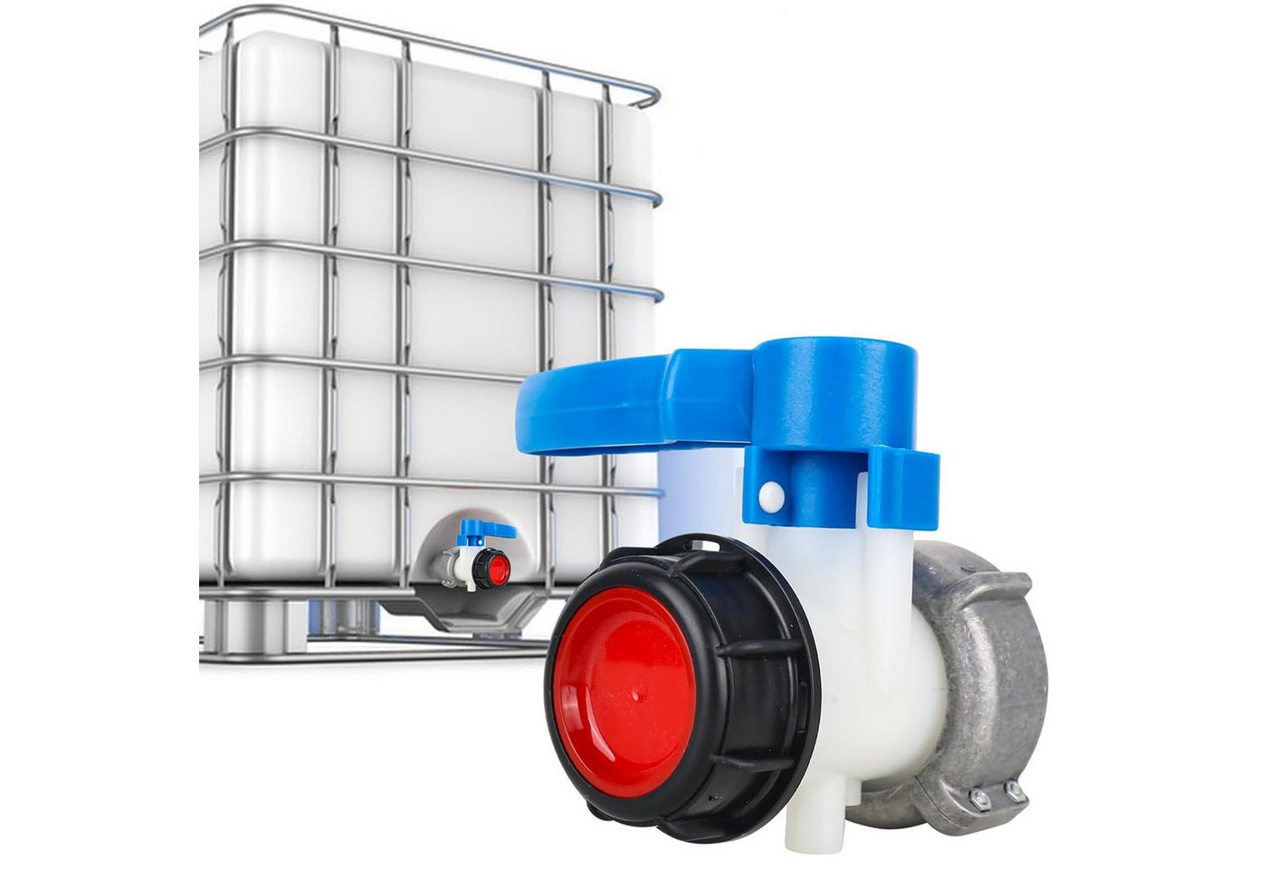 JOYOLEDER Absperrventil IBC Wassertankadapter, DN40/DN50 IBC Absperrhahn Auslaufhahn, (Klappenhahn mit Aluminium-Überwurfmutter, für 1000L IBC Container, Wassertank, Regentonne) Bild 4